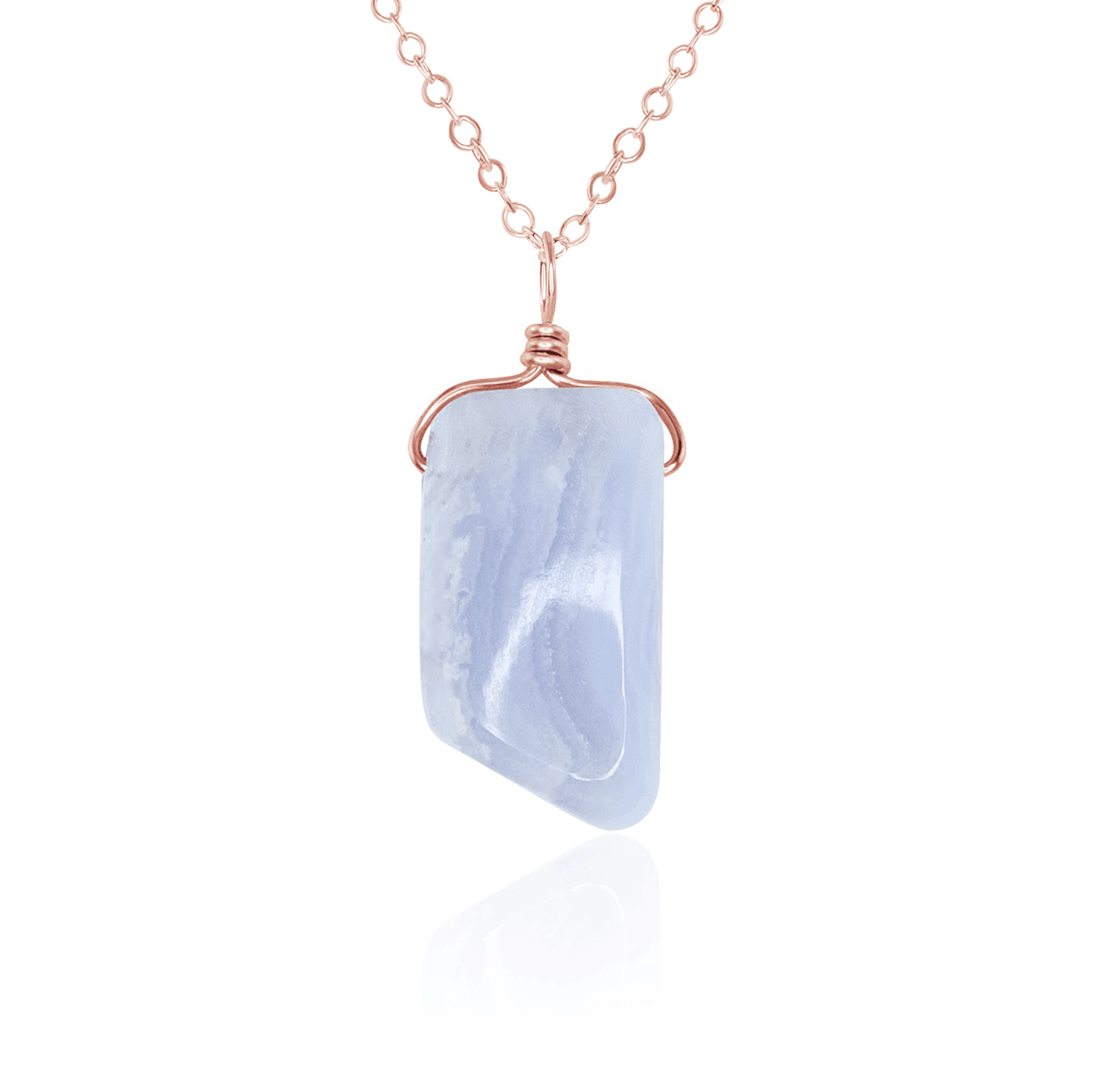 Blue Lace Agate Crystal Pendant Necklace - Smooth Stone Healing Jewelry for Women, Gift for Her | Perfect for Meditation, Yoga & Spiritual Healing