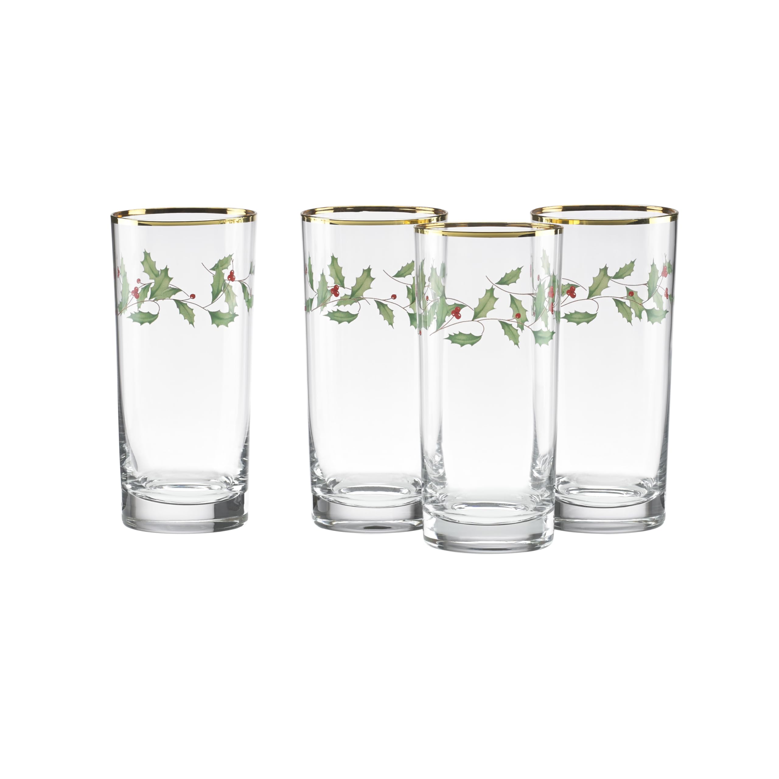 Lenox 849605 Holiday 4-Piece Highball Glass Set - Christmas Dinnerware for Entertaining - Perfect for Holiday Parties, Cocktail Nights & Festive Gatherings