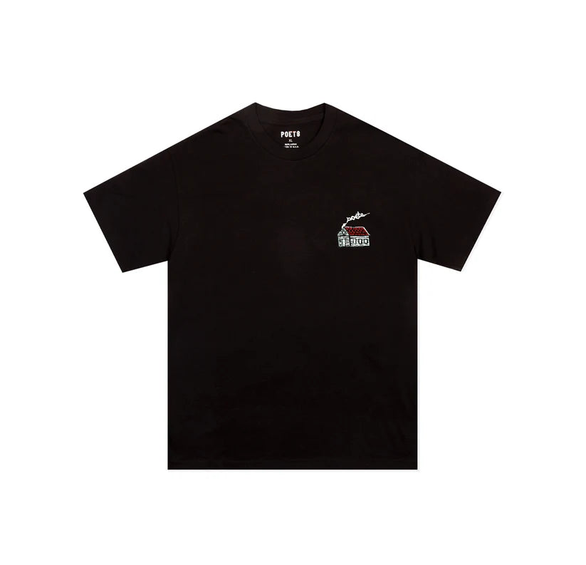 Poets Home Embroidered Cotton T-Shirt for Women - Soft Casual Tee (Black) | Perfect for Everyday Wear, Outings & Street Style Fashion