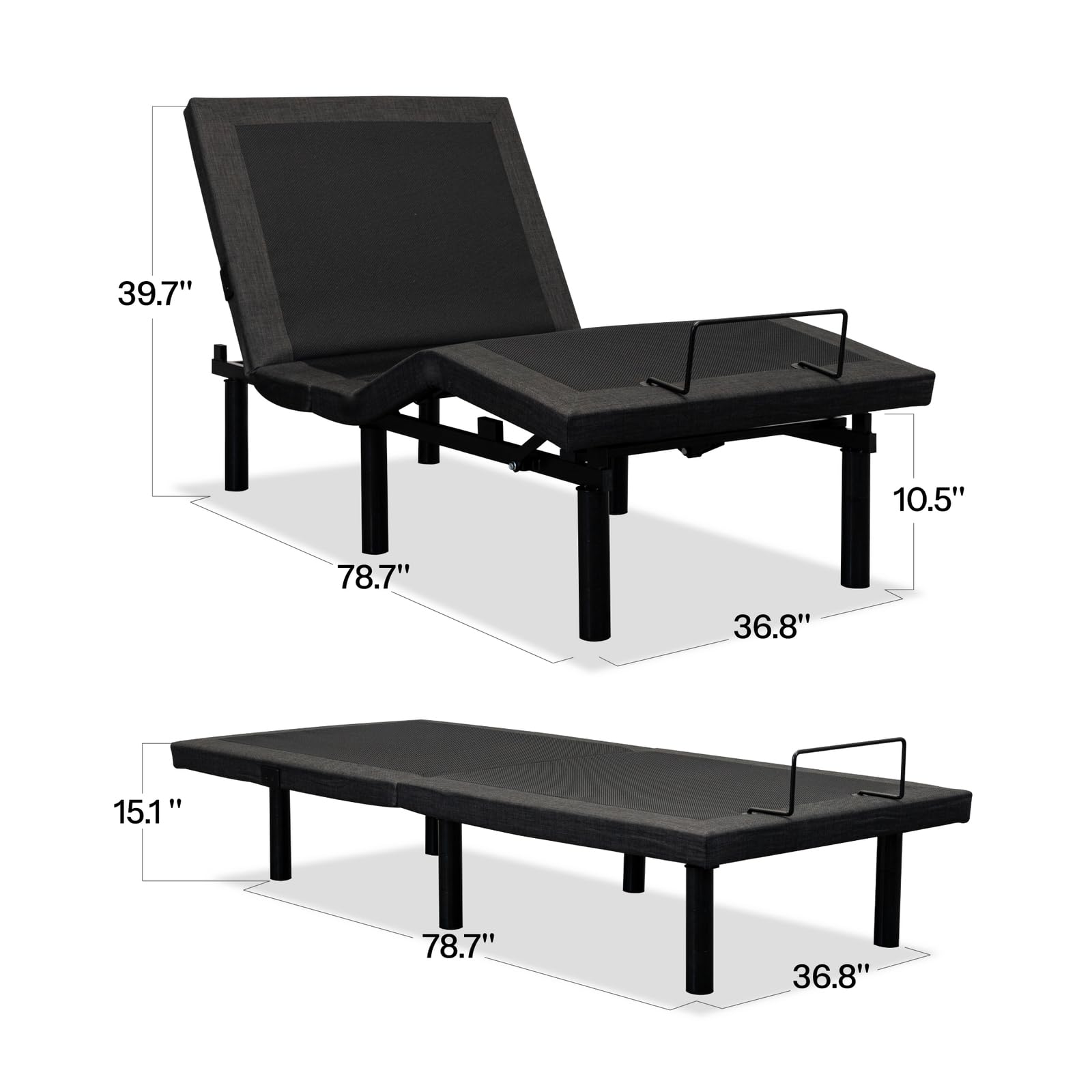 Adjustable Bed Frame Twin XL with Wireless Remote, 4 USB Ports & Under-Bed Light - Electric Adjustable Base with Head/Foot Incline, Customizable Leg Heights - Easy Assembly for Home, Dorm, or Guest Room Use