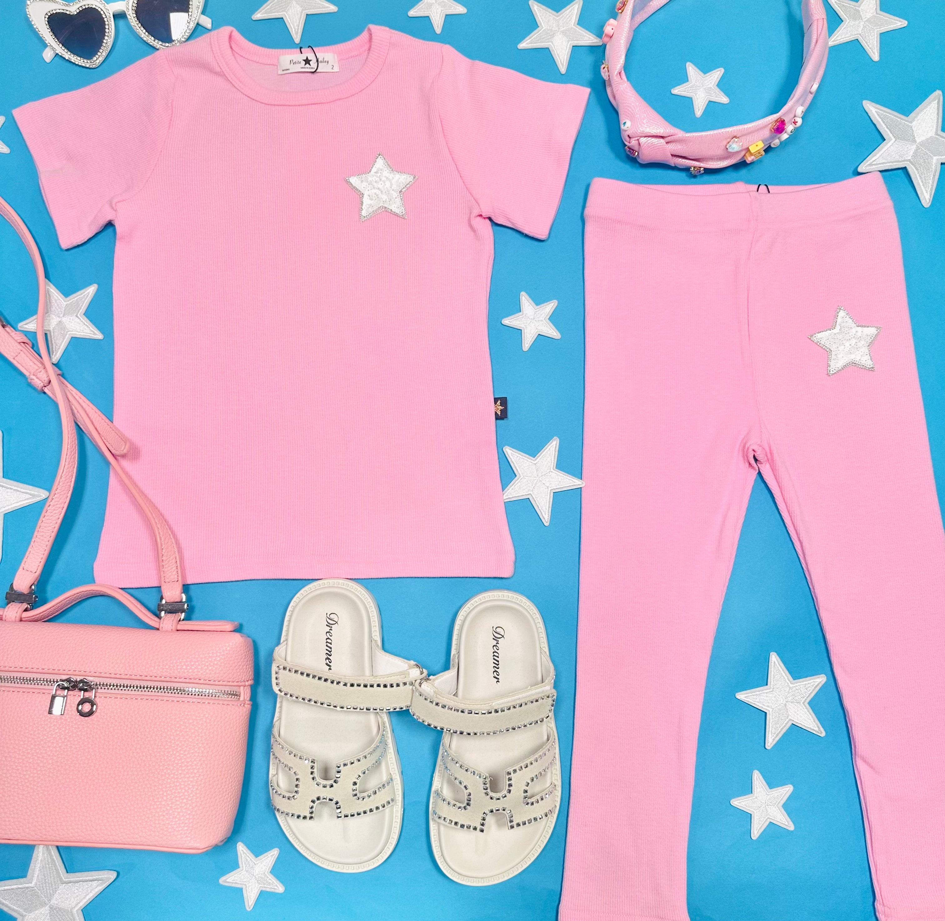 Sparkle Star Sequin T-Shirt and Leggings Set for Women - Glamorous Matching Outfit for Parties, Festivals, and Dance Performances