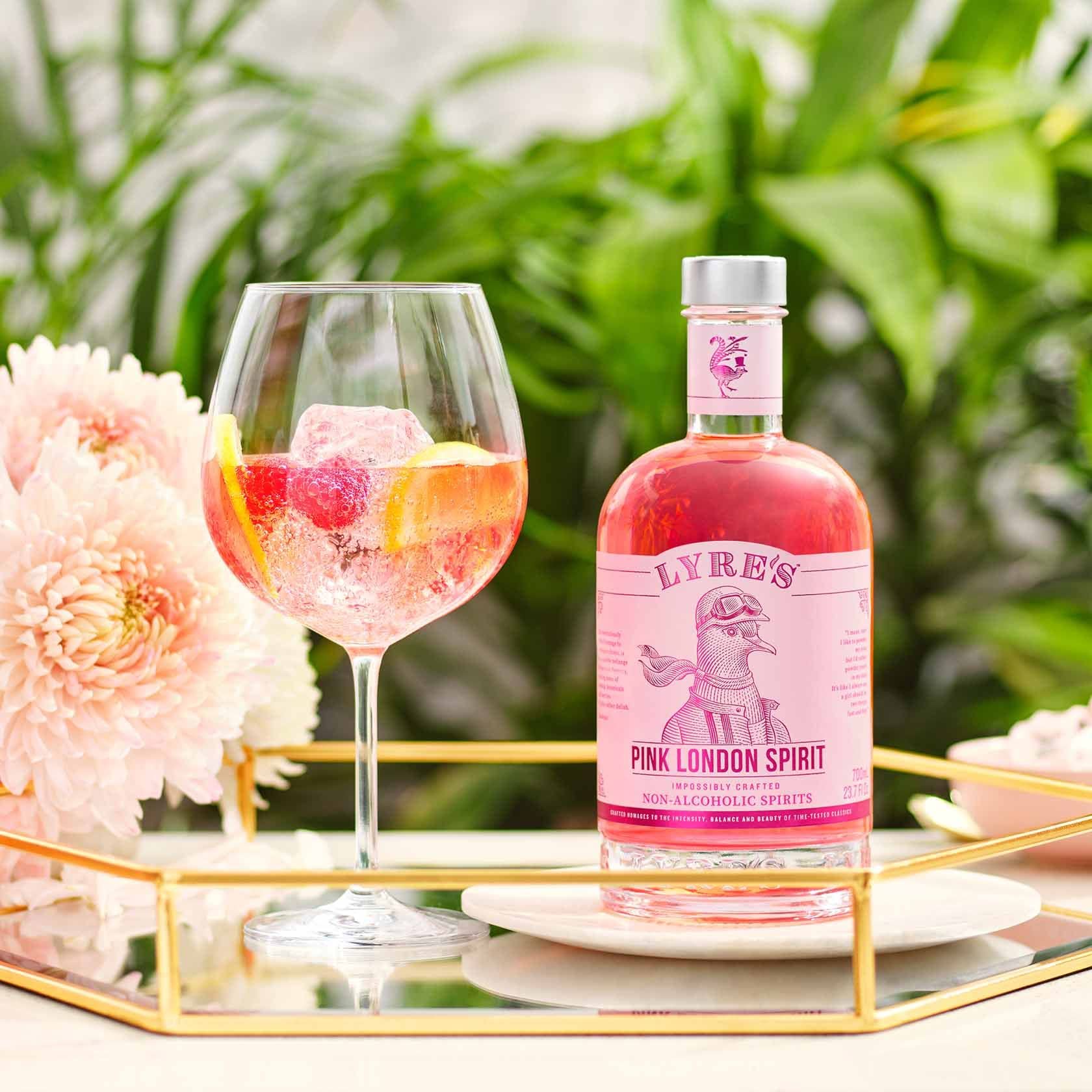 Lyre's Non-Alcoholic Pink London Cosmopolitan Cocktail Set (Pack of 2) - Pink Gin & Triple Sec Style Alcohol-Free Spirits | 23.7 Fl Oz Each | Perfect for Mocktails, Sober Parties & Mindful Drinking