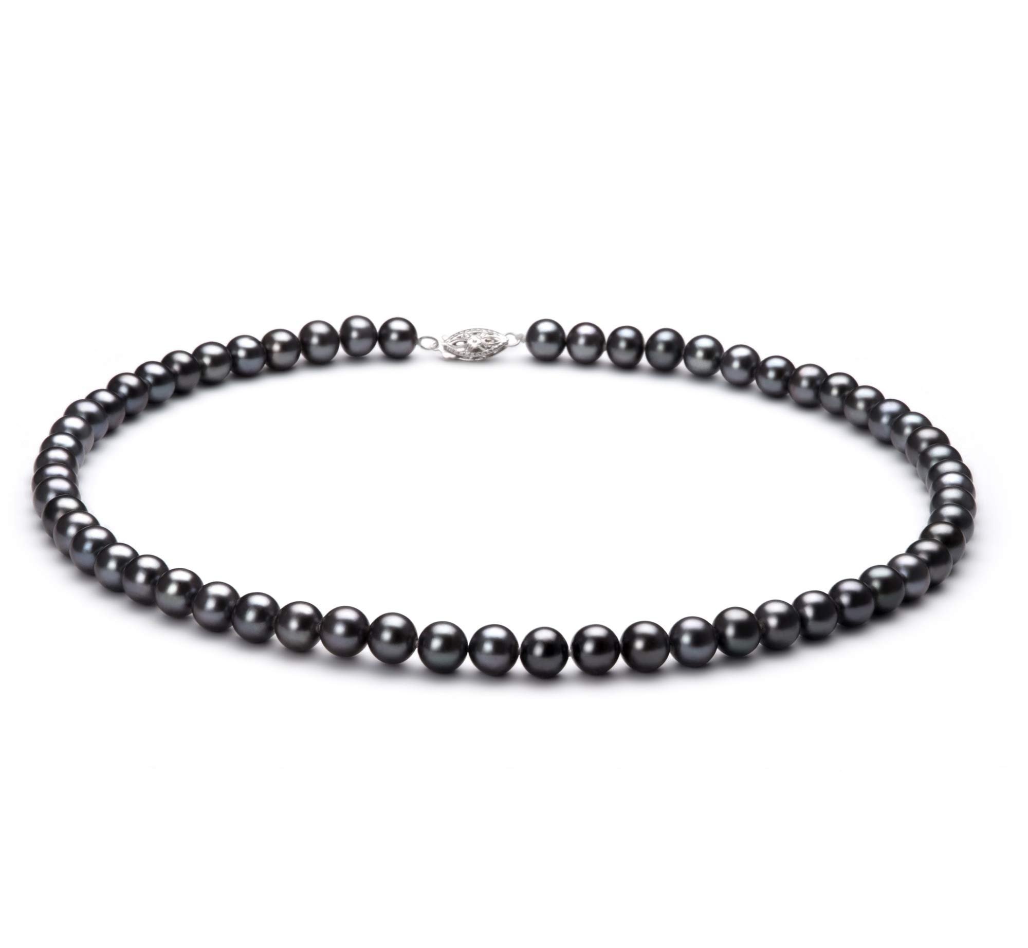 AA Quality 6-7mm Black Freshwater Cultured Pearl Necklace for Women - 925 Sterling Silver Jewelry for Weddings, Parties & Special Occasions