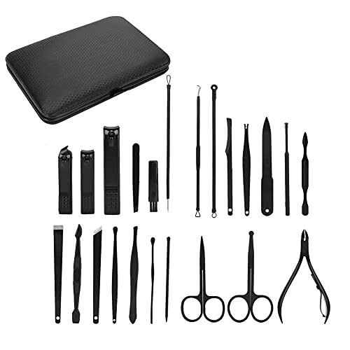 23-Piece Professional Manicure & Pedicure Kit - Stainless Steel Nail Clippers, Files, Cuticle Tools & Ear Cleaner - Complete Grooming Set for Home & Salon Use - Perfect for Nail Care, Hygiene & Beauty Routine