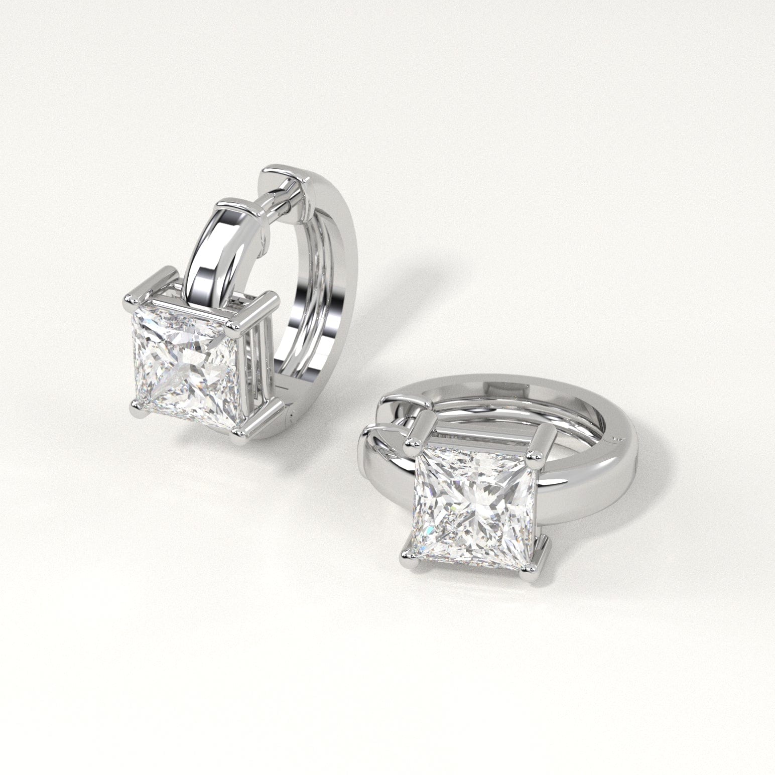 2 Carat Princess Cut Diamond Hoop Earrings for Women - 14K White Gold Dangle Earrings - Perfect for Weddings, Anniversaries & Special Occasions