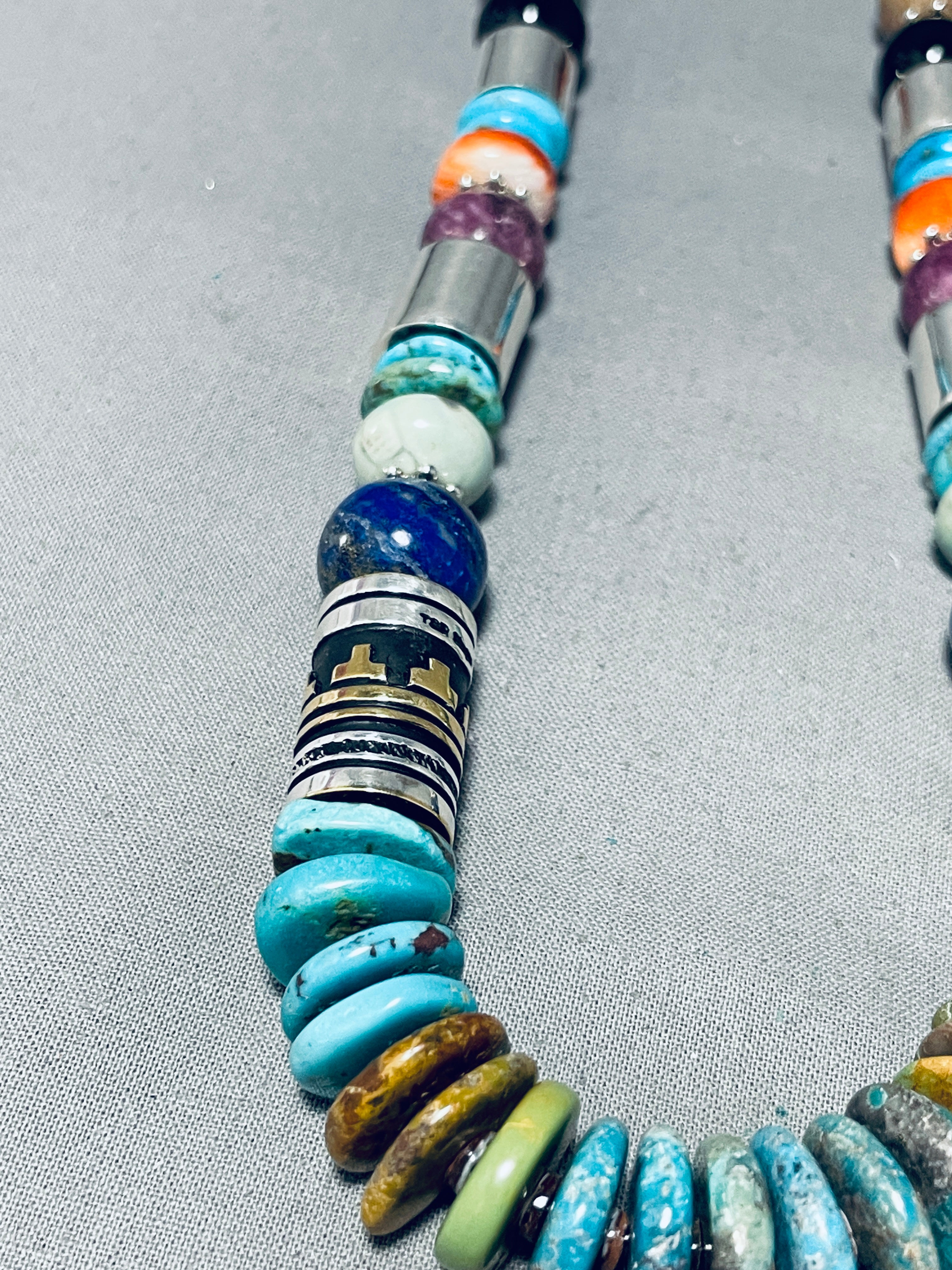 100 Gram Navajo Turquoise Lapis Sugulite Sterling Silver Necklace - Handmade Native American Jewelry for Women, Spiritual Healing & Boho Fashion Accessories
