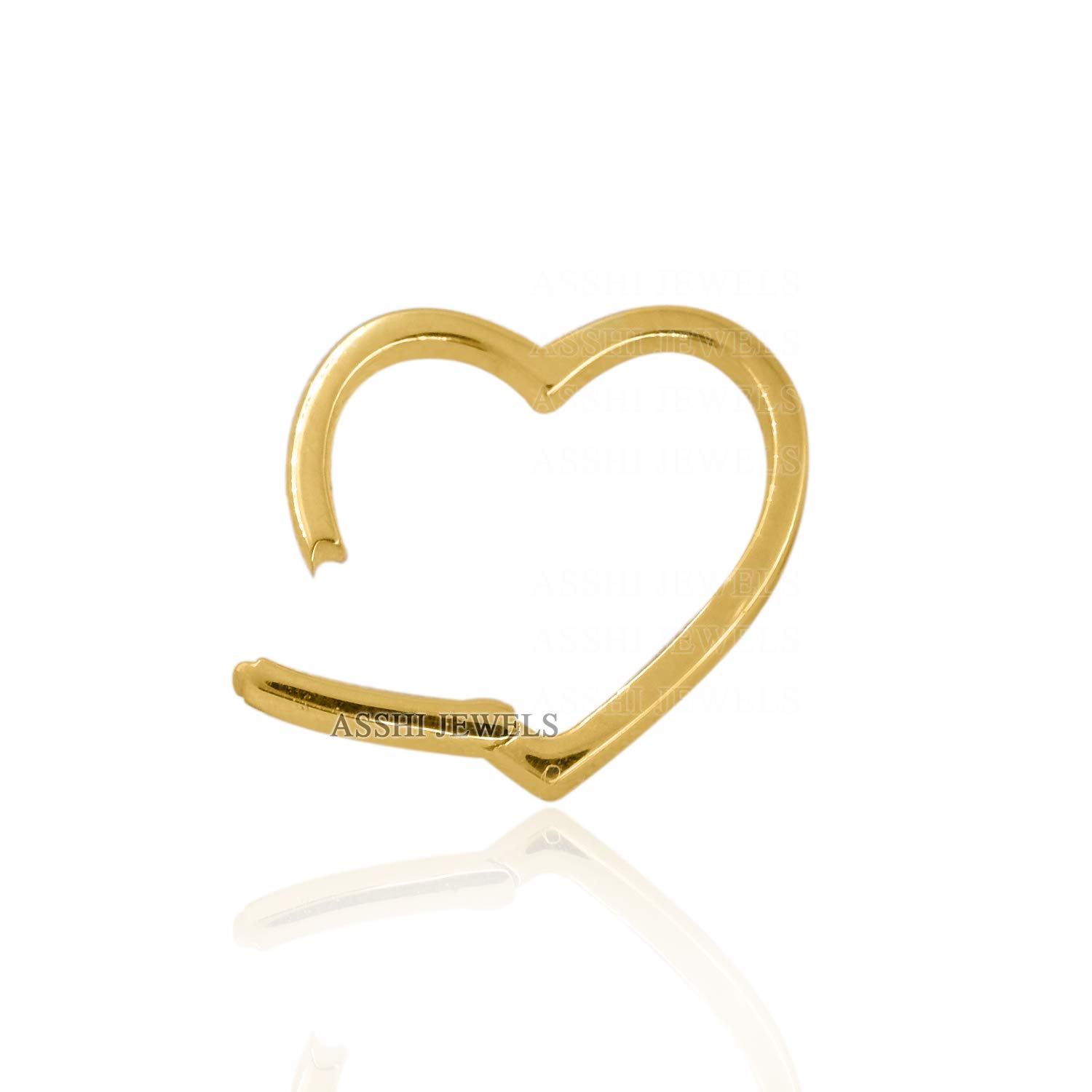 14K Solid Gold Heart Enhancer Charm - Plain Round Push Lock Connector for Necklaces - Dainty Jewelry for Layering & Everyday Wear - Perfect Gift for Her
