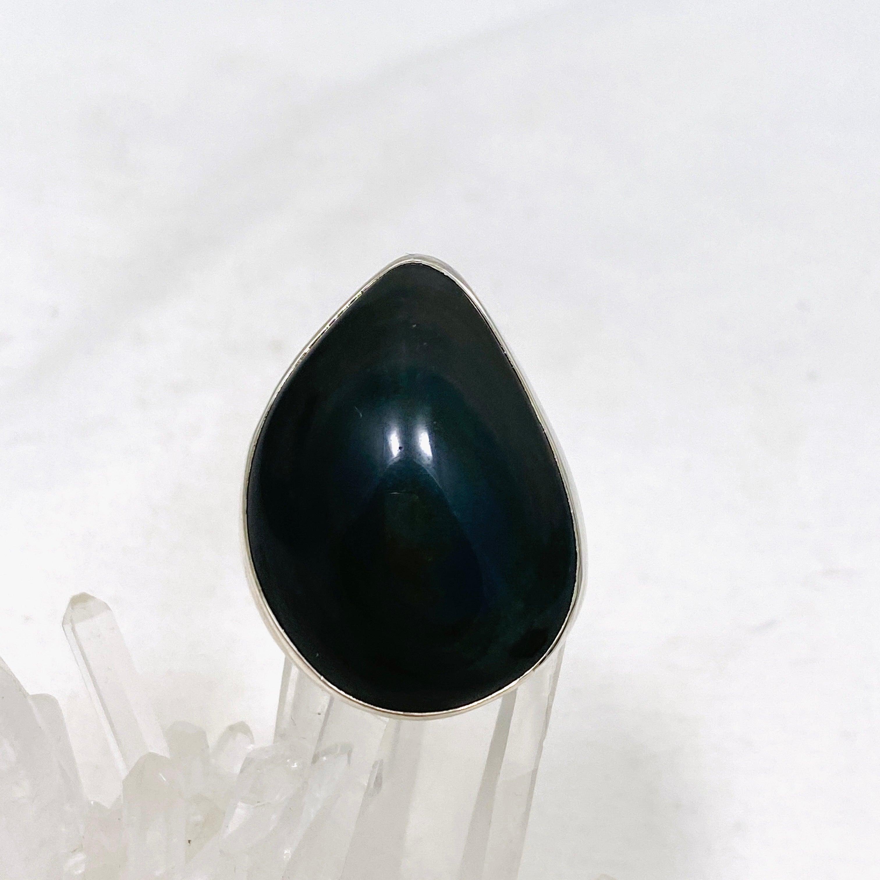 Rainbow Obsidian Freeform Ring - Size 11 - Handmade Sterling Silver Jewelry - KRGJ2812 - Perfect for Boho Fashion & Spiritual Healing
