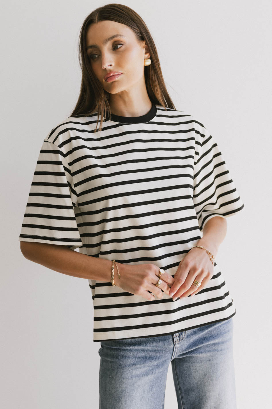 Freddie Striped T-Shirt for Men - Soft Cotton Black Tee - Casual & Comfortable Shirt for Everyday Wear, Outings, and Layering