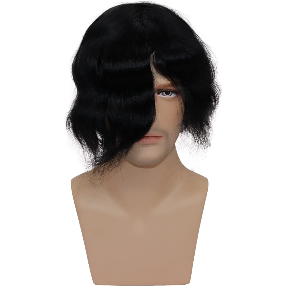 Premium European Virgin Human Hair Toupee for Men - Mono Lace Top with PU Base - Natural Looking Hair Replacement System (#1 Jet Black) - Perfect for Daily Wear, Special Occasions & Hair Loss Solutions