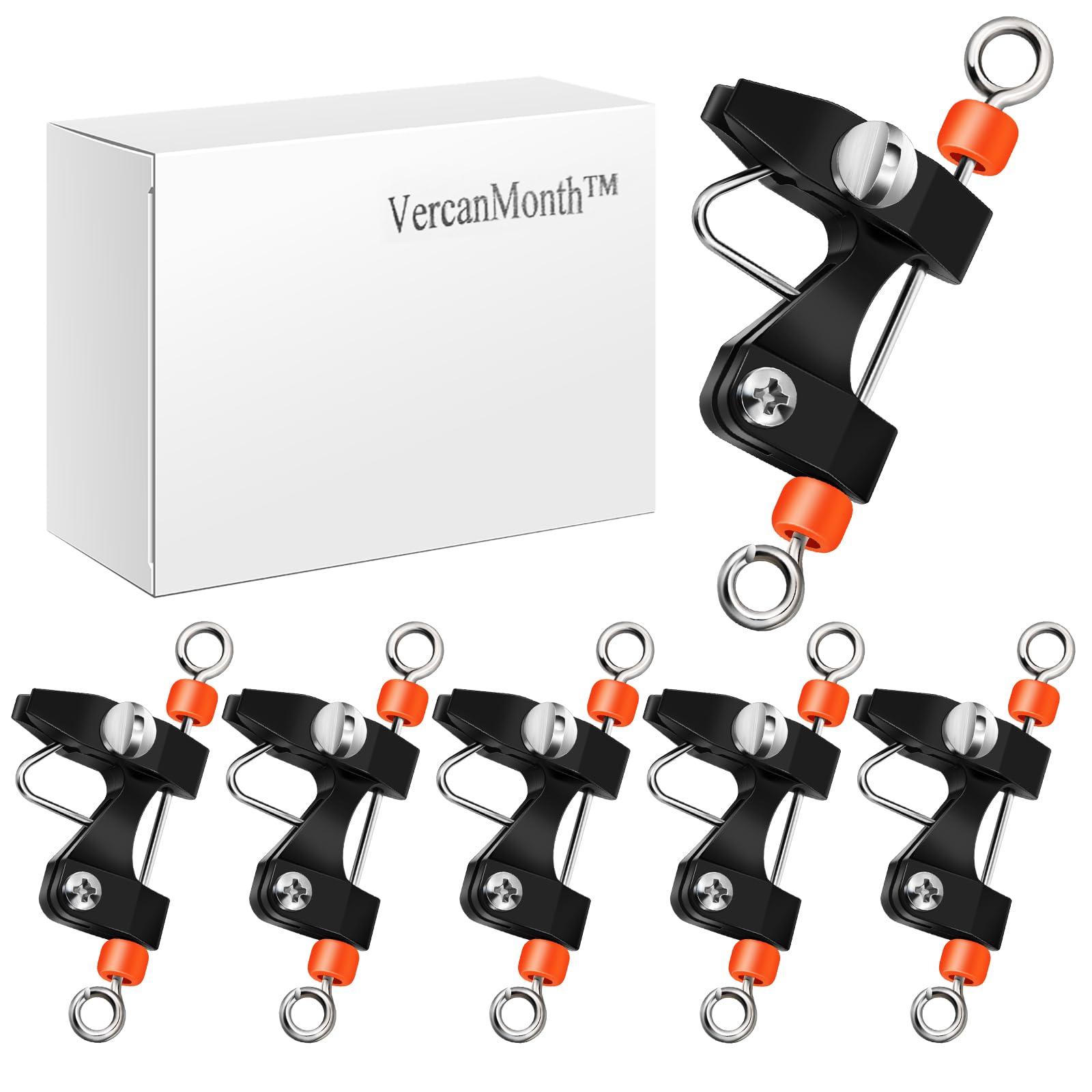 6 Pcs Adjustable Tension Outrigger Release Clips - Downrigger Fishing Clips for Planer Boards & Trolling Kites | Saltwater Offshore Fishing Accessories | Perfect for Deep Sea Trolling & Big Game Fishing