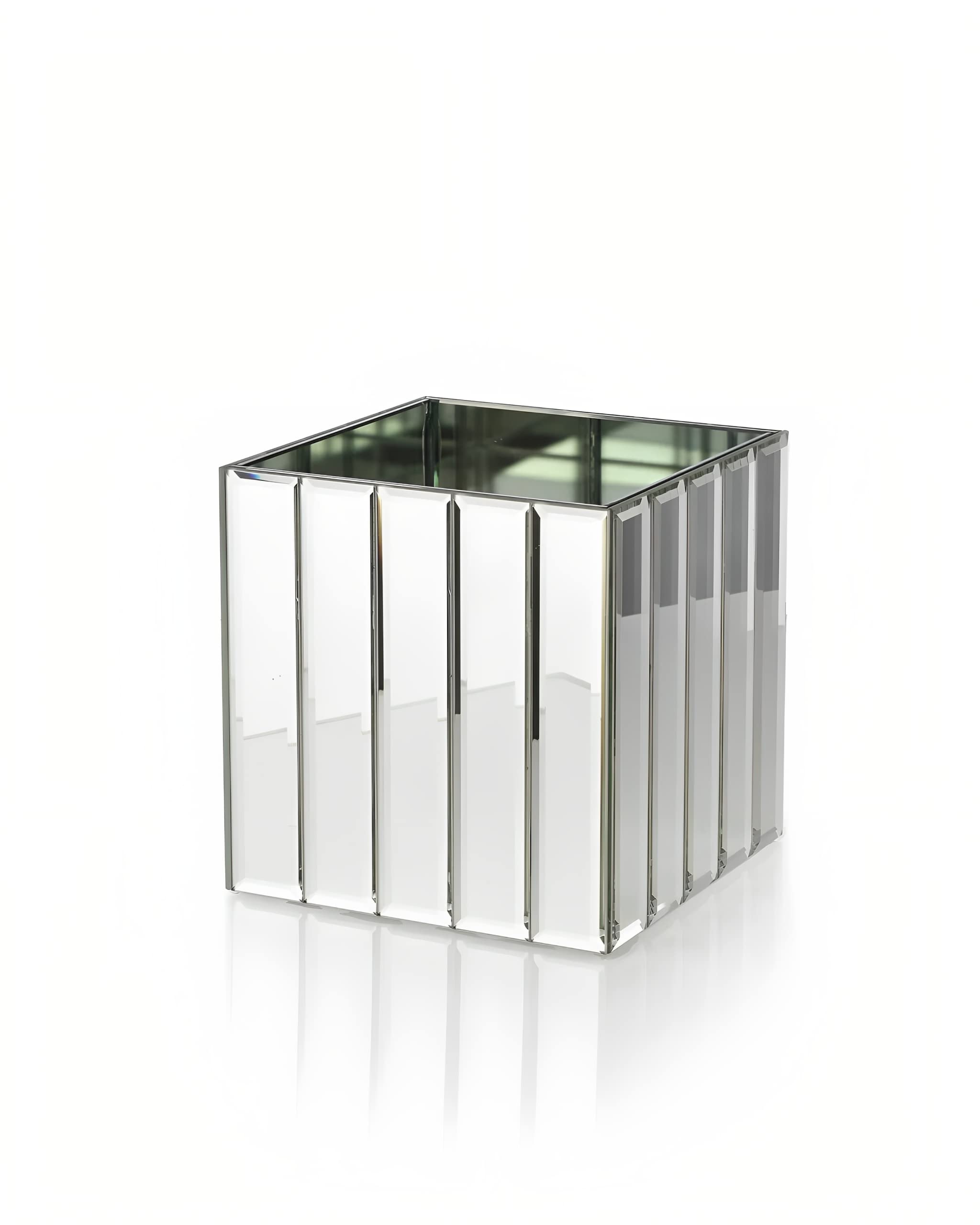 Art Deco Inspired Glass Cube Vase with Mirror Finish - 5.75