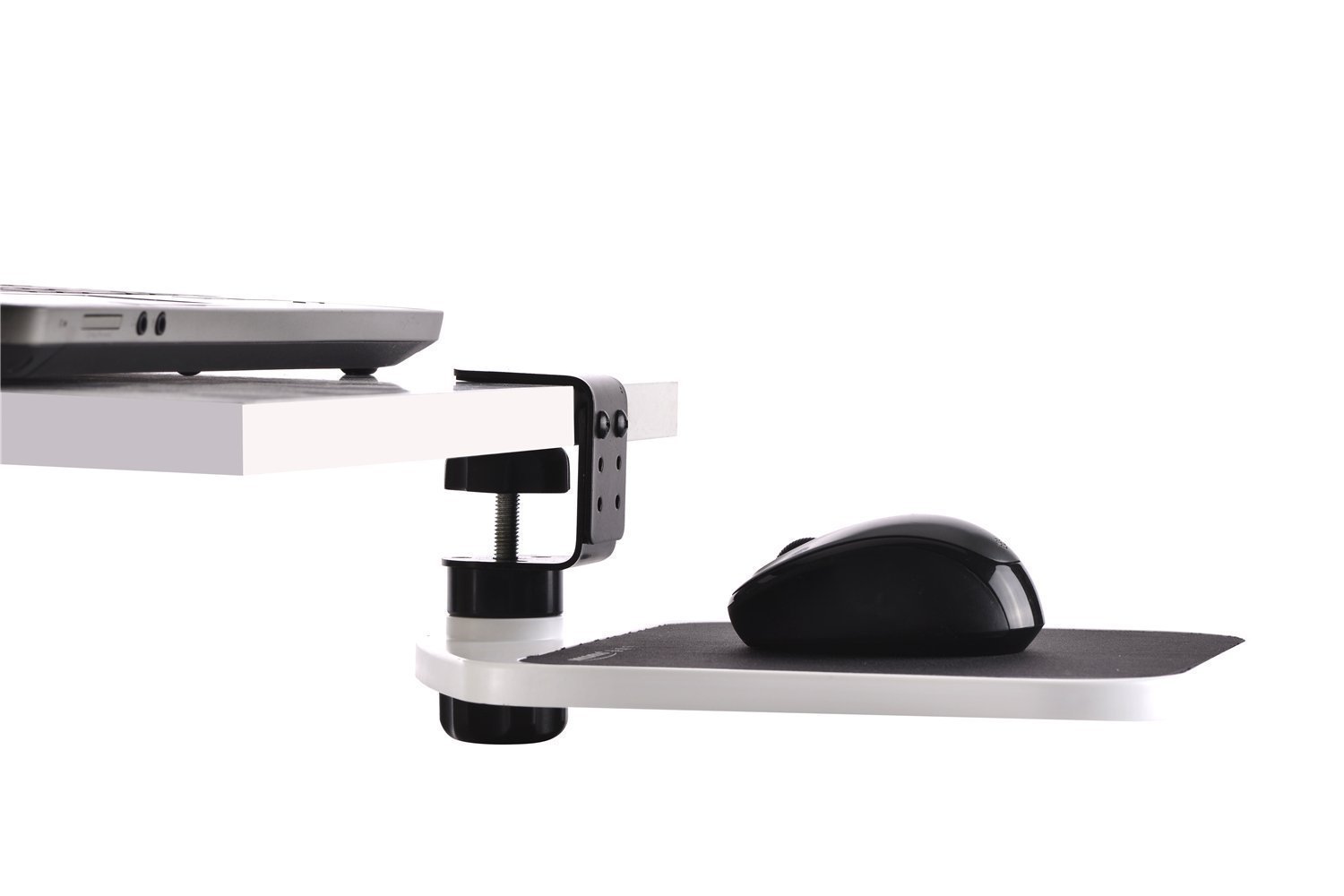 FUZADEL Adjustable Under Desk Mouse Platform - 360° Swivel Clamp-On Mouse Tray with Wrist Rest | Ergonomic Computer Accessory for Office & Gaming Setup