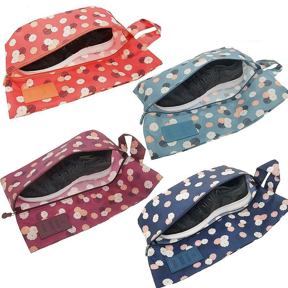 4 Pack Travel Shoe Bags - Breathable Shoe Storage Organizer for Men & Women | Portable Shoe Pouch with Handle | Perfect for Vacation, Gym, Work & Airplane Travel Accessories