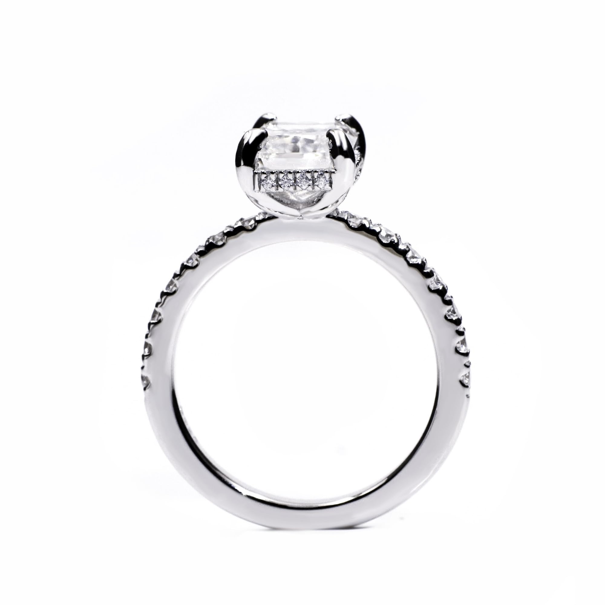 3.0ct Moissanite Engagement Ring for Women - Sterling Silver Square Radiant Cut GHI VVS Diamond Alternative - Perfect for Proposals, Weddings, Anniversaries & Valentine's Day Gifts