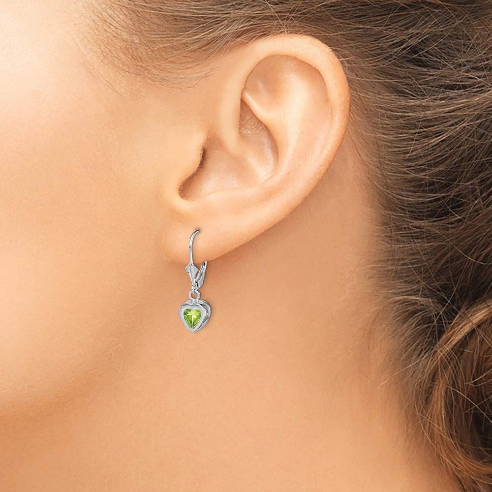 925 Silver Heart Peridot Leverback Earrings for Women - Perfect Gift & Daily Wear