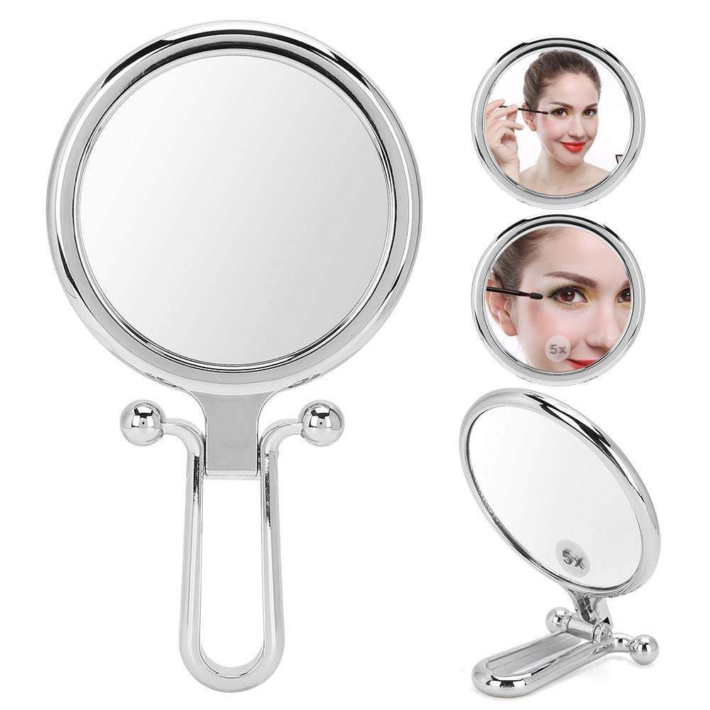 5X Magnification Cosmetic Mirror - Adjustable Double-Sided Vanity Mirror with Stand, Round Makeup Mirror for Dressing Table, Perfect for Home Makeup, Salon & Travel Beauty Essentials