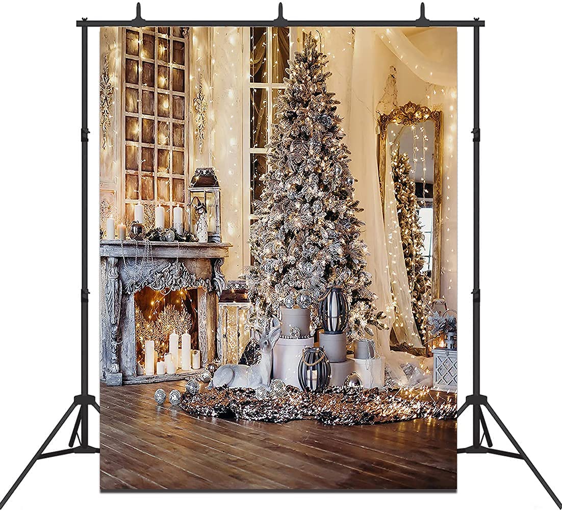 CHAIYA 6x8FT Christmas Fireplace Backdrop Banner - Holiday Party Decorations for Family Gatherings & New Year Photos - Perfect for Christmas Home Decor, Festive Backgrounds & Social Media Photography