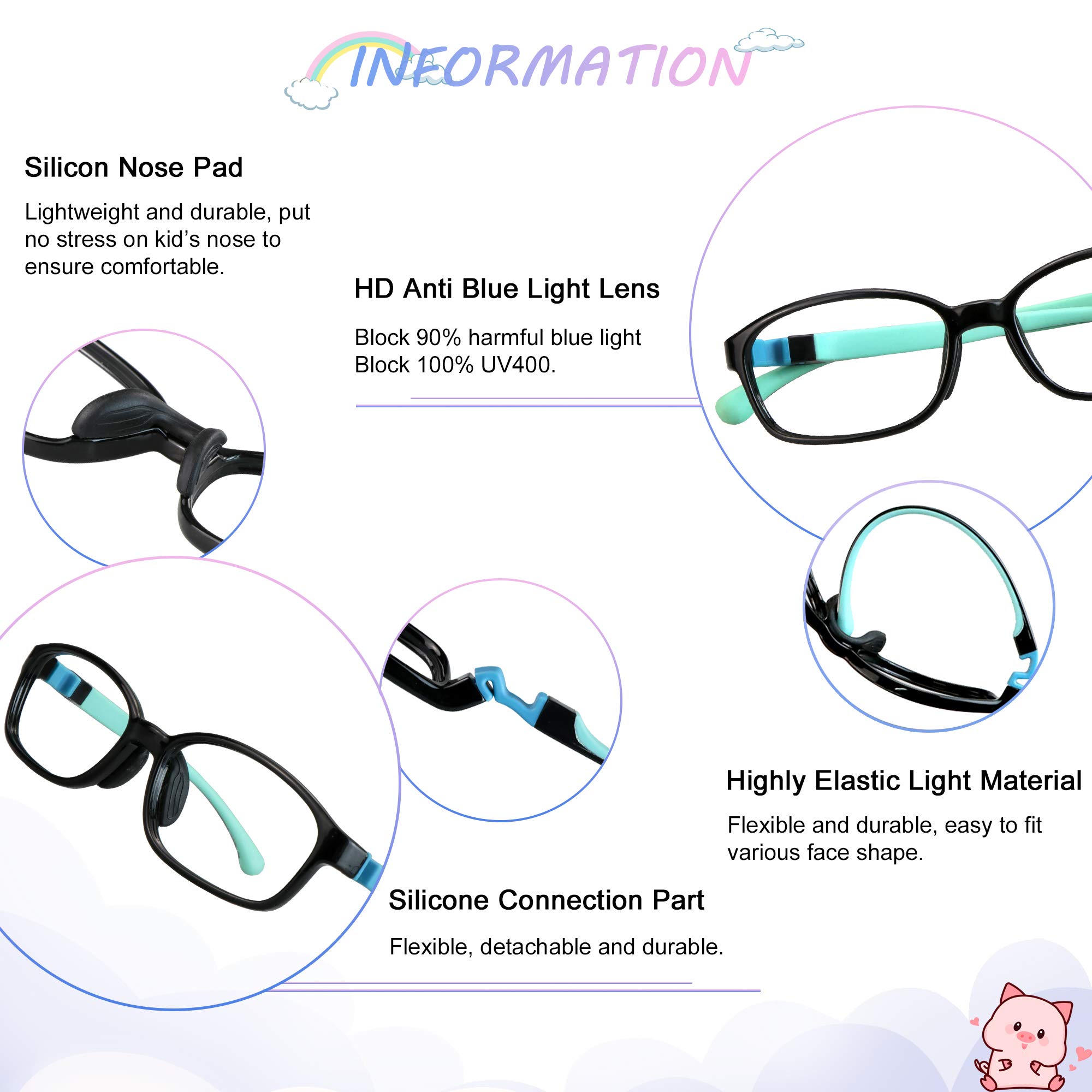 Blue Light Blocking Glasses for Kids (2 Pack) - UV400 Protection, Anti Blue Ray Computer Glasses for Boys & Girls Ages 3-12 - Perfect for Screen Time, Gaming & Online Learning