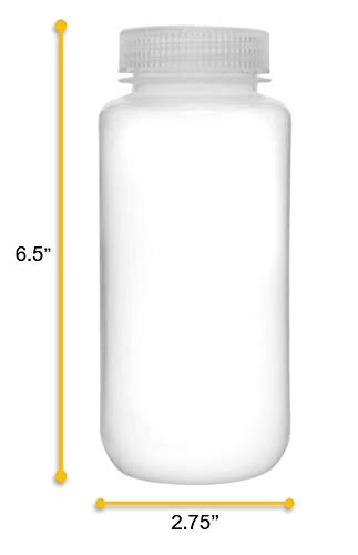 EISCO 12-Pack 500ml Reagent Bottles - Wide Mouth Screw Cap, Durable Polypropylene, Translucent Lab Bottles for Chemistry Experiments & Science Classrooms