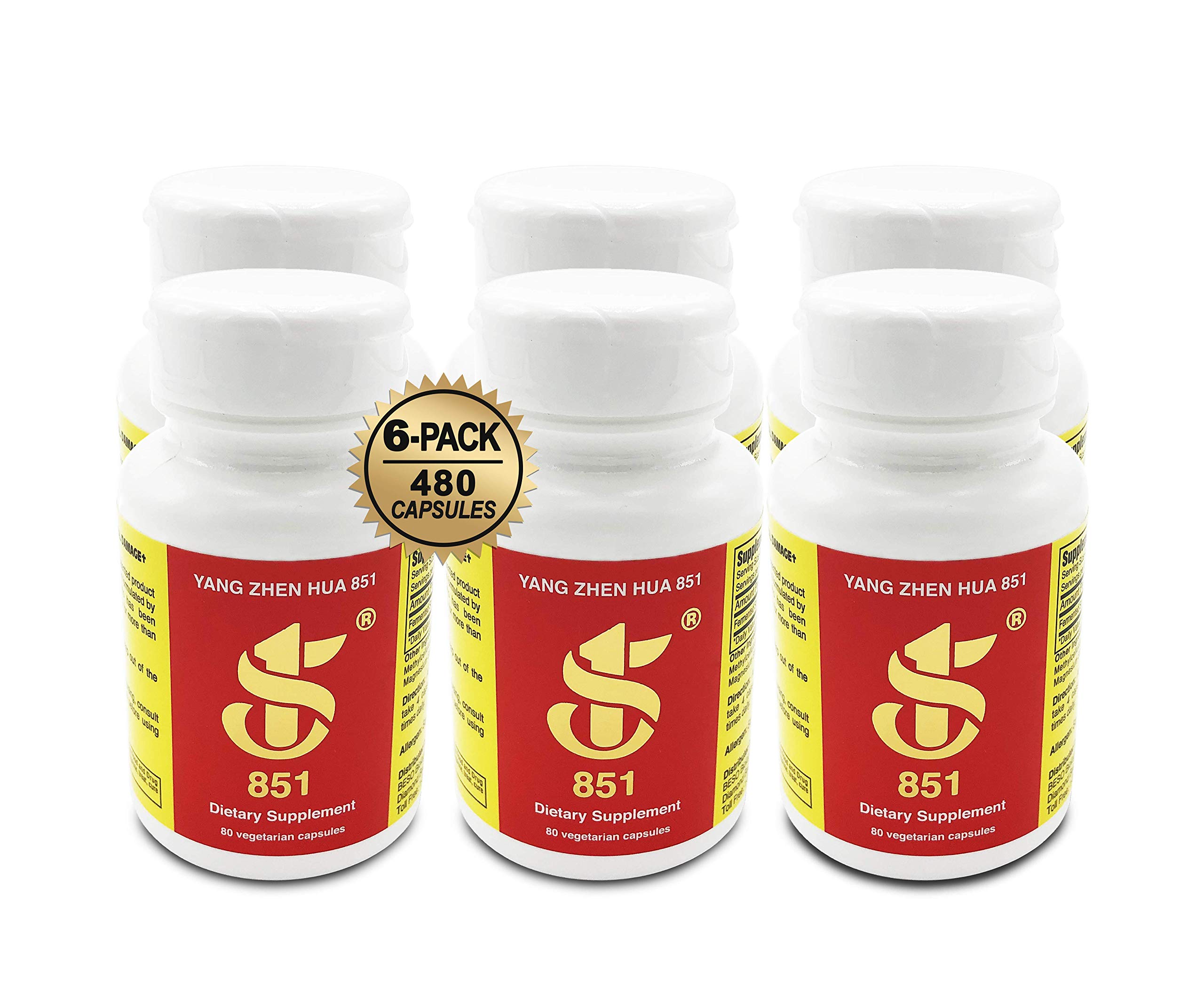 YANG Zhen Hua 851 100% USDA Organic Fermented Soy Supplement - 480 Capsules (6 Bottles) | Gluten-Free, Dairy-Free, Rich in BCAAs, BCFAs & Minerals | Natural Health Support for Immunity, Digestion & Wellness | Ideal for Fitness Enthusiasts & Health-Conscious Individuals