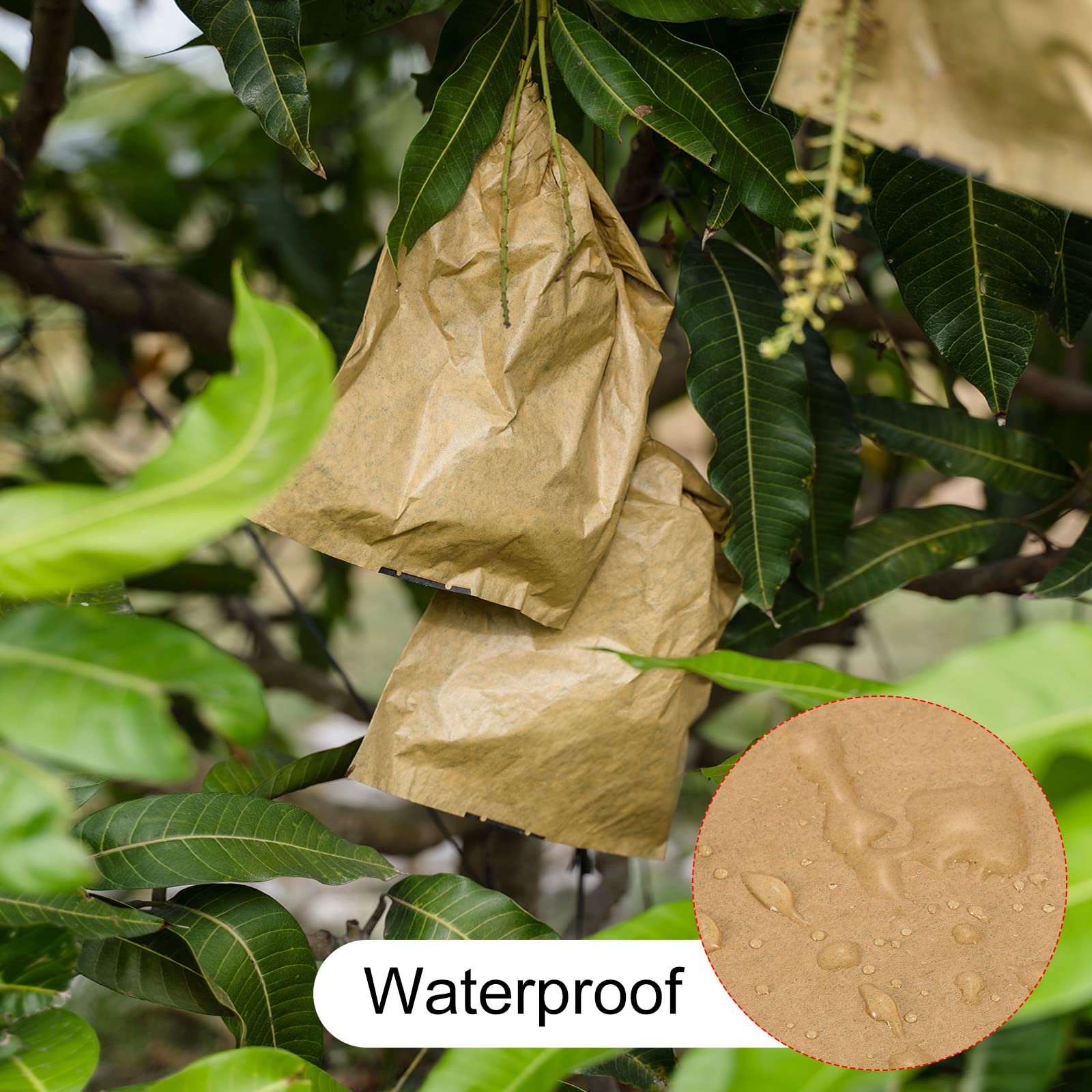 Meccanity 18x15cm Fruit Protection Bags - 100 Pack Paper Fruit Covers for Apple, Pear & Peach Trees | UV Resistant Yellow/Black Flower & Fruit Protection | Garden Pest Control & Sun Protection