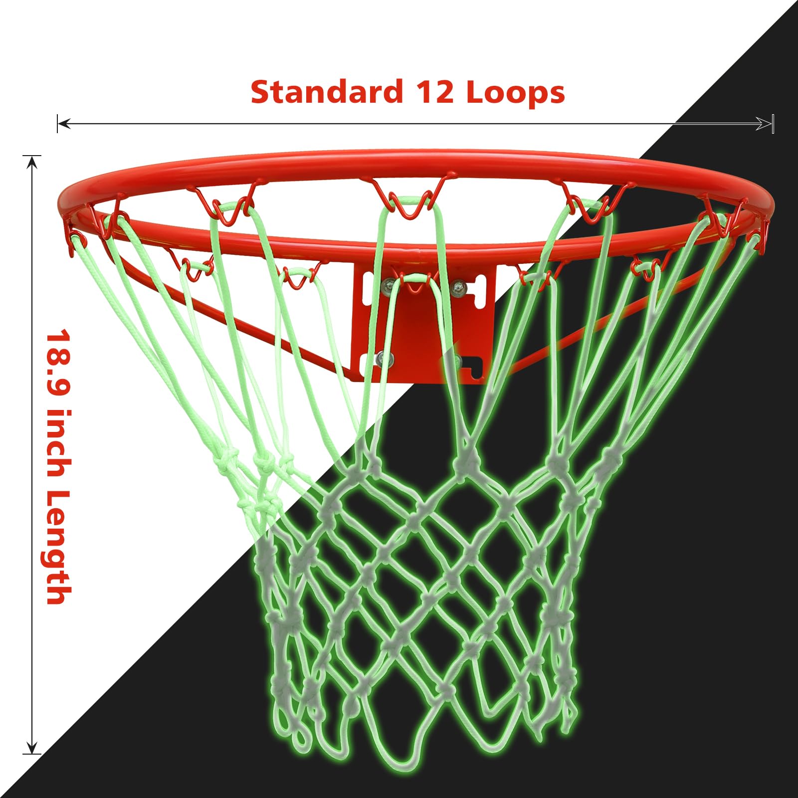 Glow in The Dark Basketball Net - LED Light Up Basketball Hoop Accessory for Outdoor & Indoor Play - All Weather Durable Replacement Net - Perfect for Night Games, Backyard, Driveway & Court Fun
