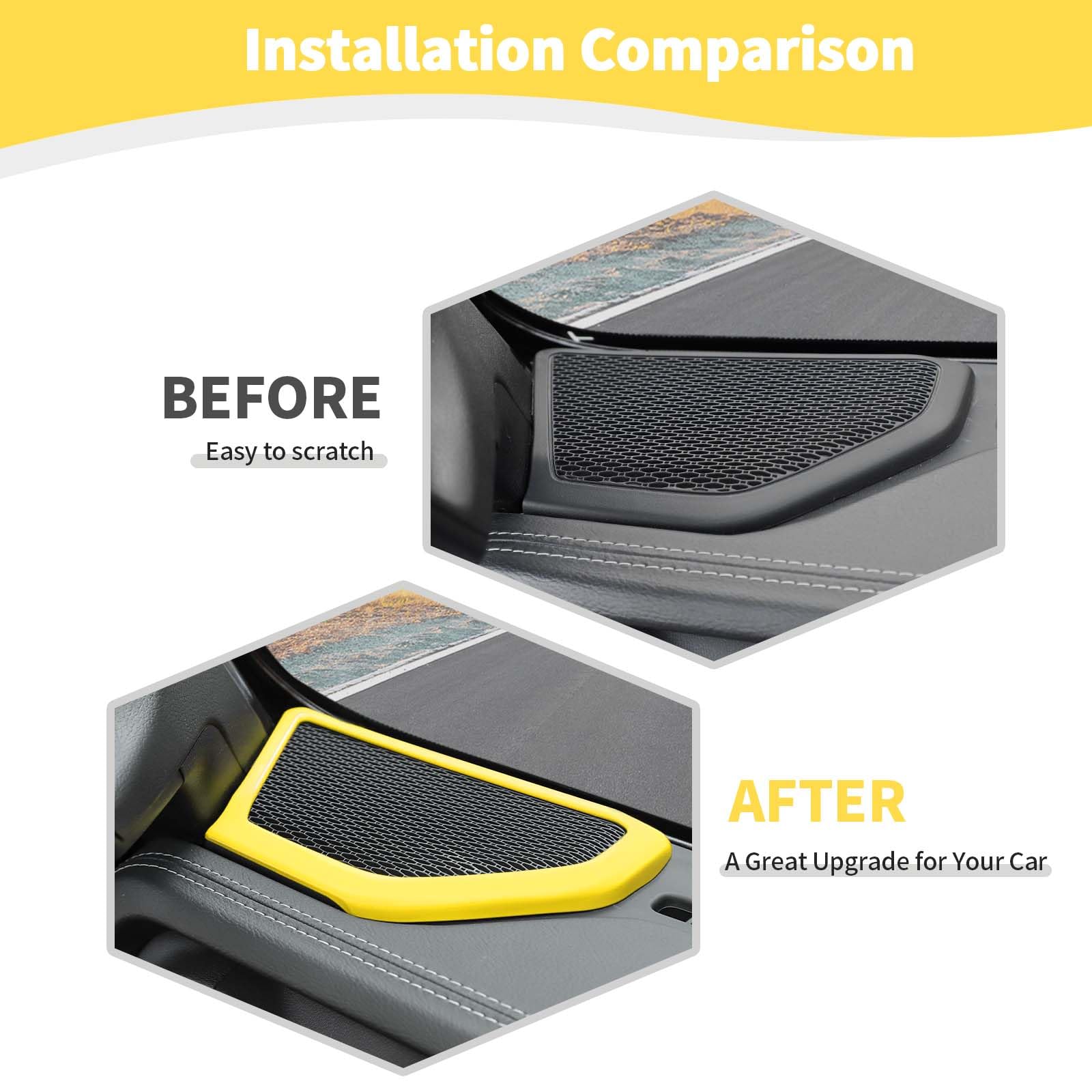 Jeep Wrangler JL JLU & Gladiator JT A-Pillar Speaker Trim Cover (2018-2024) - Yellow Interior Accessories (2-Piece Set) | Perfect for Off-Road Adventures & Custom Car Upgrades