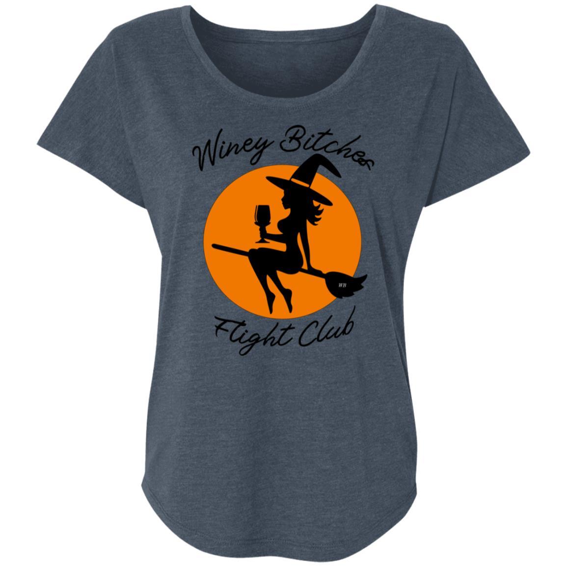 Winey Bitches Flight Club Ladies' Triblend Dolman Sleeve T-Shirt - Soft Comfortable Women's Tee for Casual Wear & Wine Tasting Events