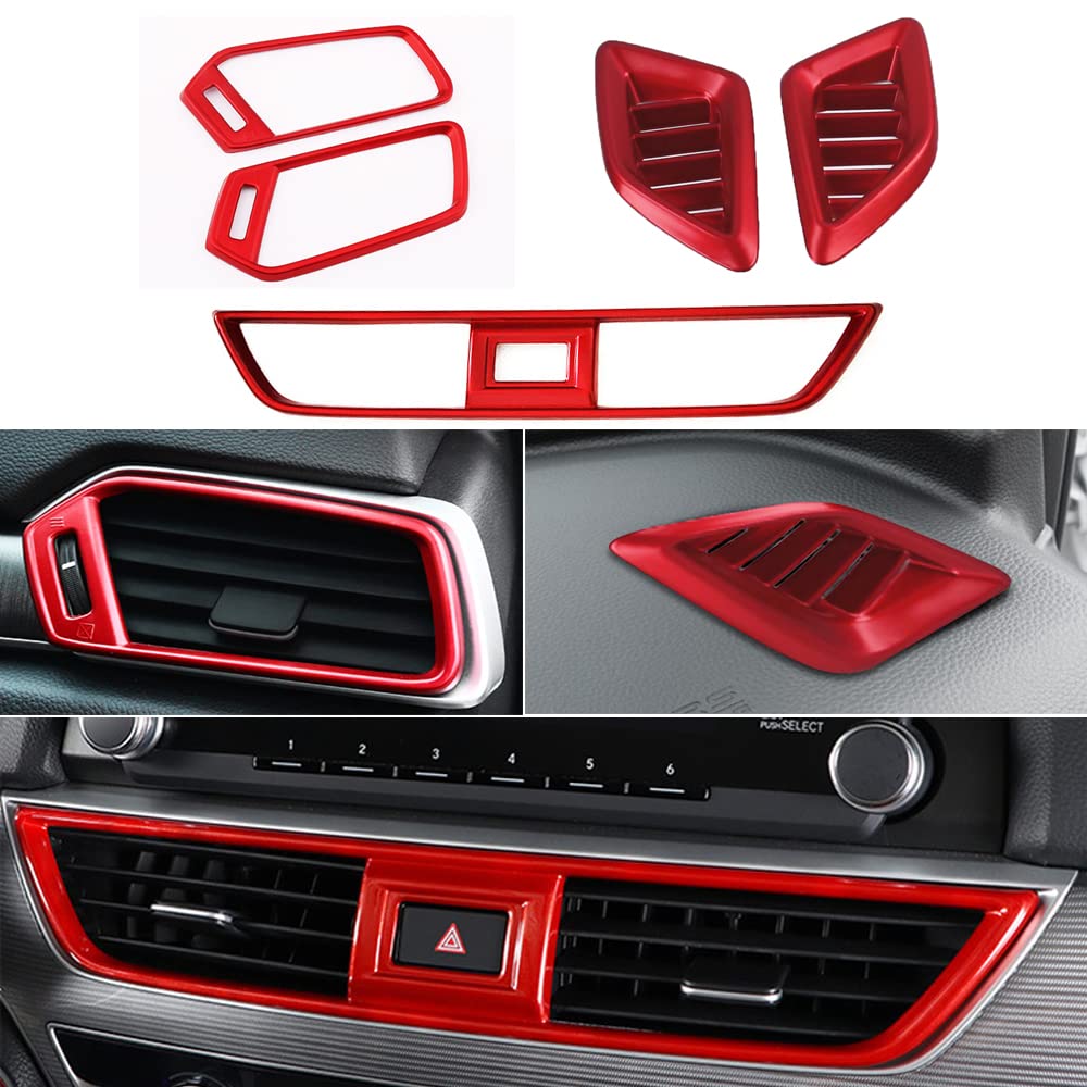 5PCS ABS Carbon Fiber Dashboard Air Vent Cover Trim for 2018-2021 Honda 10th Gen Accord - Red Car Interior Decoration Accessories | Upgrade Your Ride's Style & Protection