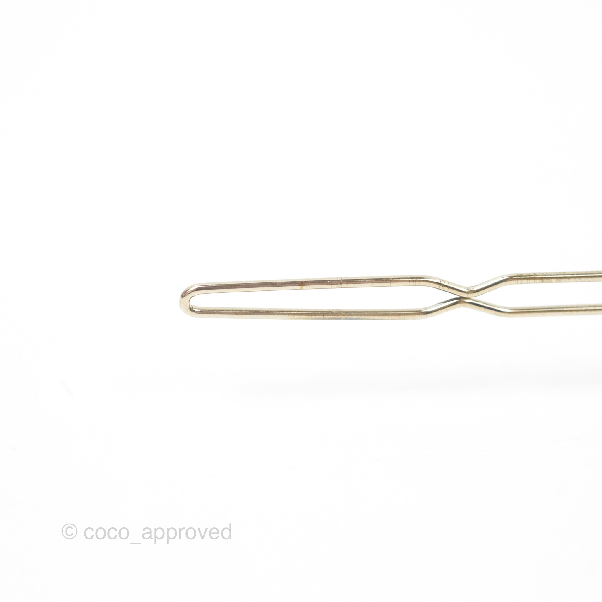 Chanel CC Pearl Grey Resin Hair Clip with Gold Tone 21V - Elegant Hair Accessory for Women, Perfect for Parties, Weddings & Everyday Wear
