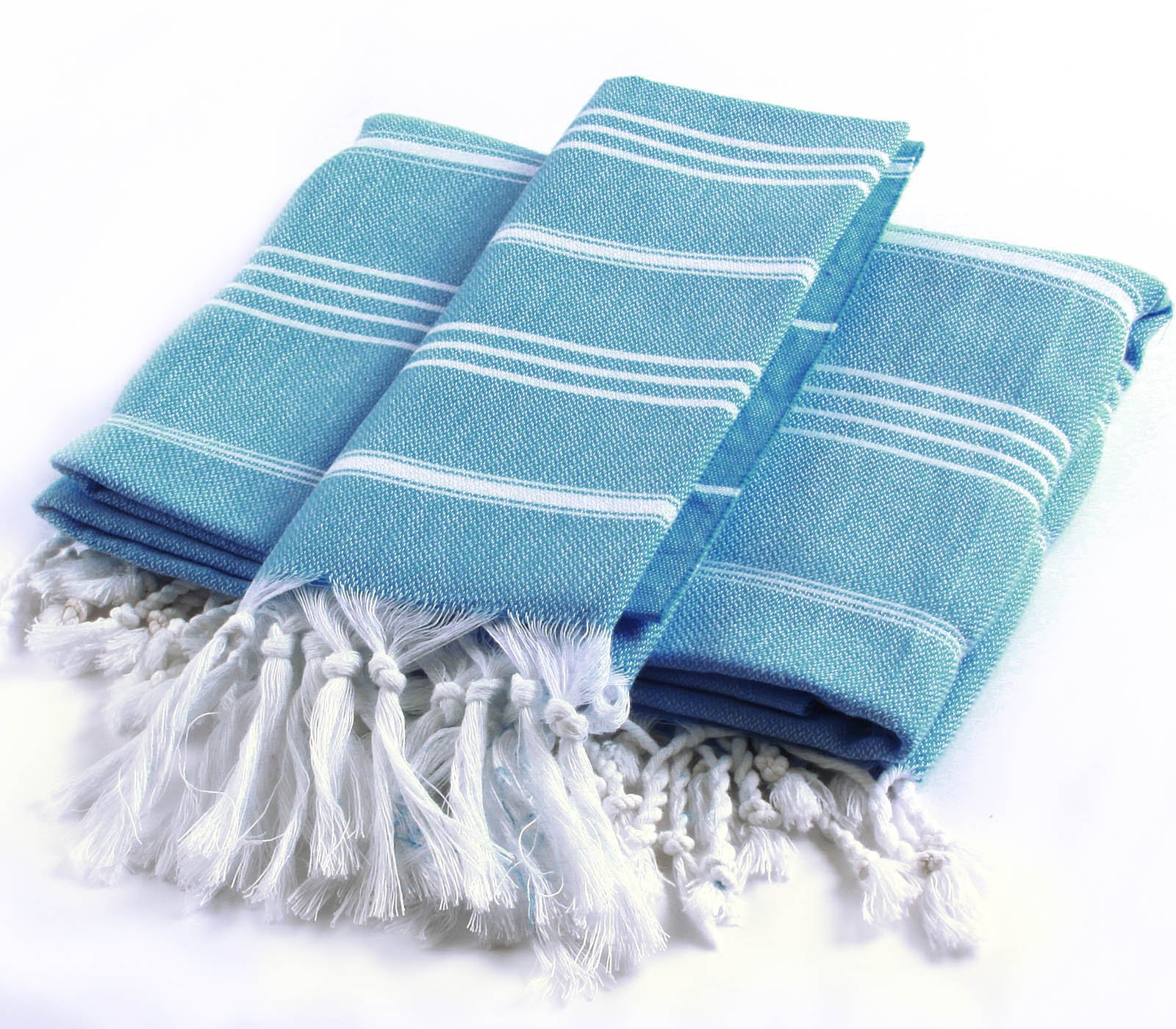 Premium Cacala 2-Piece Turkish Pestemal Towel Set - 100% Cotton Bath Towel (37x70 inches) & Hand Towel (23x36 inches) in Aqua Blue | Quick-Drying, Lightweight & Versatile for Beach, Pool, Spa, Yoga & Travel
