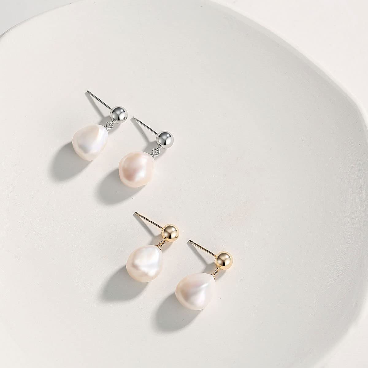 925 Sterling Silver Baroque Freshwater Pearl Stud Earrings for Women & Girls – Elegant Jewelry Gift for Birthday, Anniversary & Special Occasions