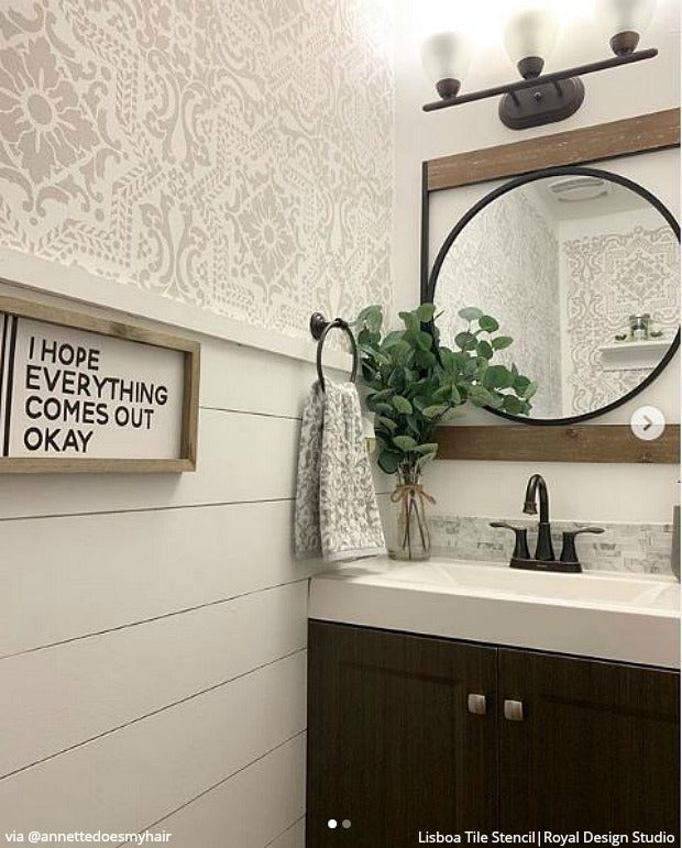 Lisboa Tile Stencil - Reusable DIY Ceramic Stencils for Home Decor, Wall Art & Craft Projects | Perfect for Bathroom, Kitchen Backsplash & Floor Tile Designs