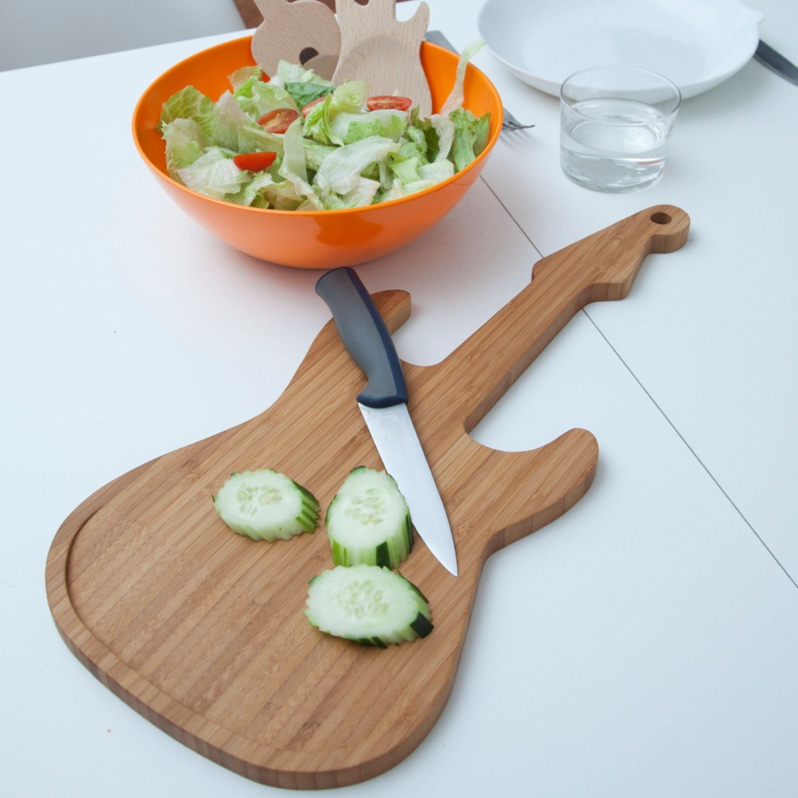 Premium Wooden Guitar Shaped Cutting Board - Unique Kitchen Gift for Musicians & Music Lovers - Perfect for Cheese, Charcuterie & Party Serving