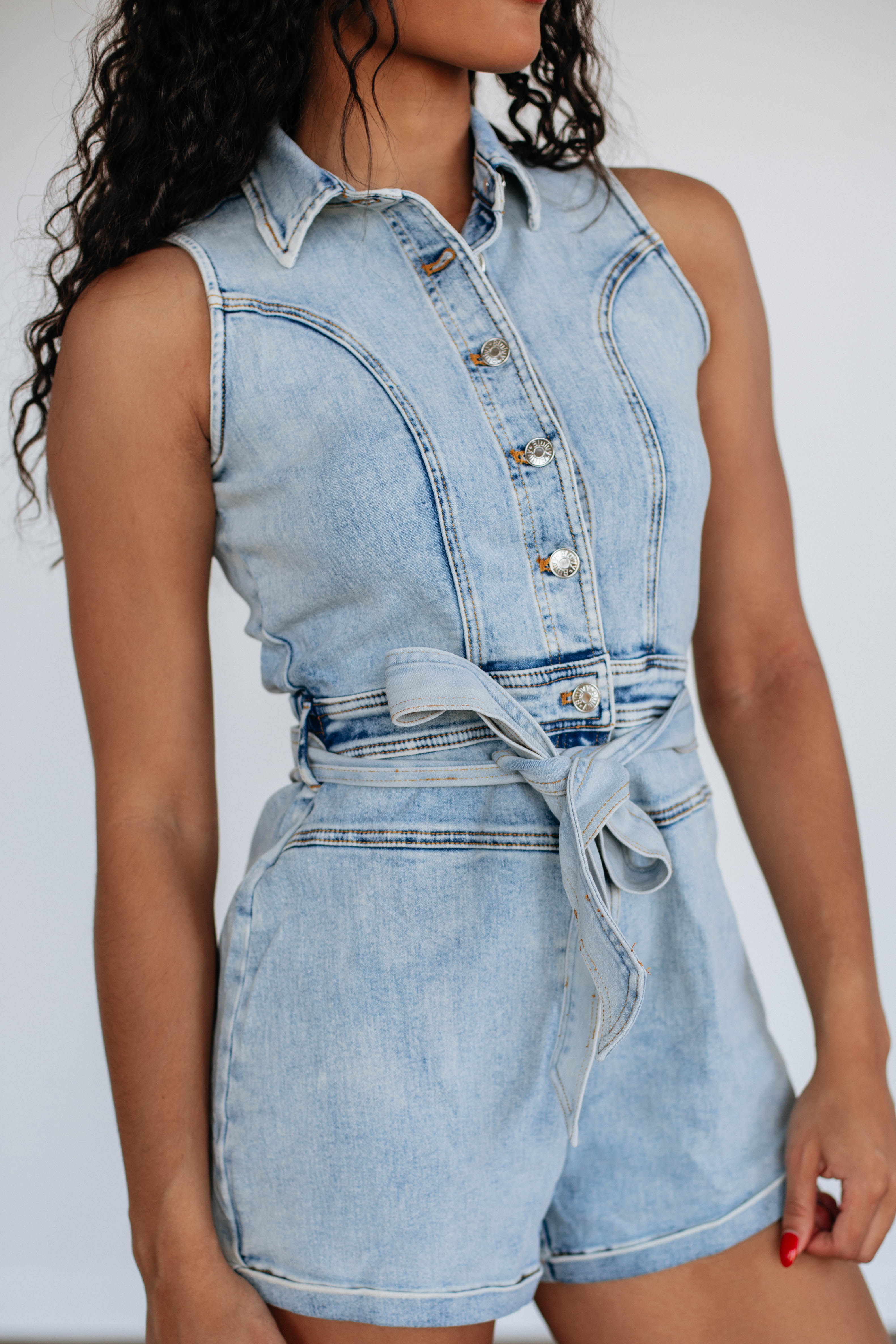 Austen Denim Romper for Women - Stylish Jumpsuit with Pockets | Perfect for Casual Outings, Summer Fashion & Streetwear