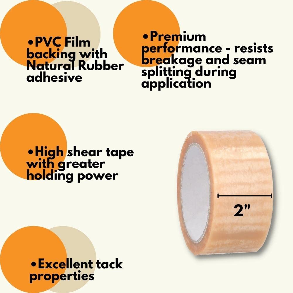 PSBM 2 Inch x 55 Yards Clear PVC Packing Tape - 36 Pack Heavy Duty Dispenser Refill for Moving, Storage & Shipping | Strong Packaging Tape for Box Sealing, Home Office, Warehouse & Industrial Use | Perfect for Moving Houses, Securing Packages & Organizing Storage
