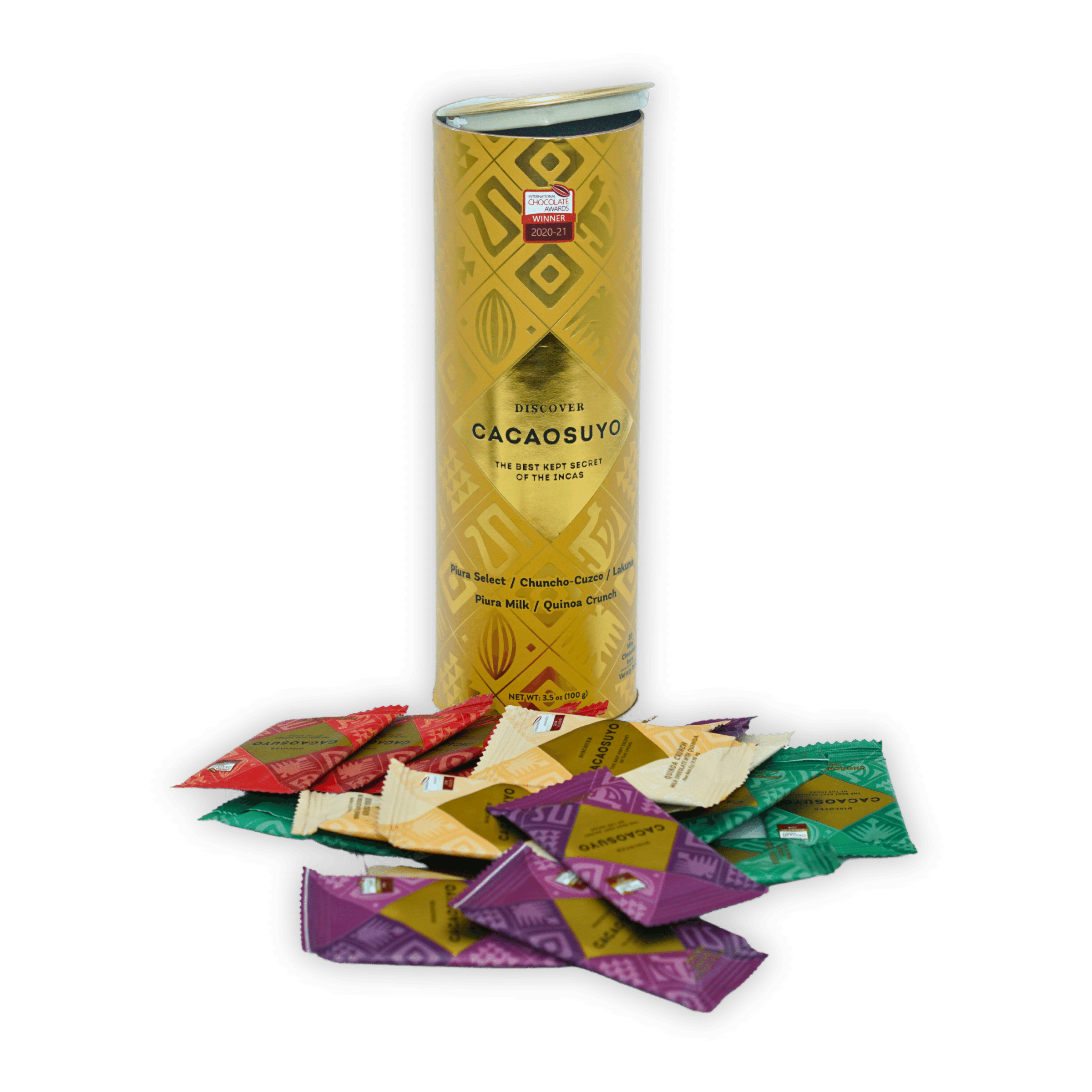 Premium Cacaosuyo Assorted Napolitans Chocolate Tube - 20 Pieces Gourmet Gift for Holidays, Parties & Dessert Lovers
