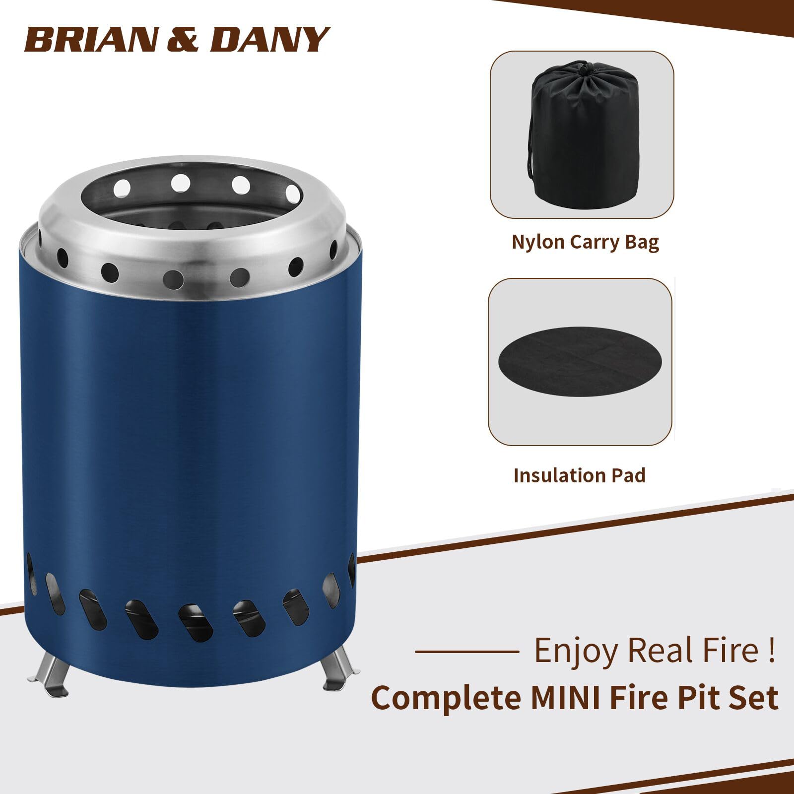 BRIAN & DANY Portable Tabletop Fire Pit with Stand - Solo Outdoor Stove for Camping, Patio & Backyard - Low Smoke Mini Fire Pit Burns Pellets or Wood - Safe & Compact (7.9