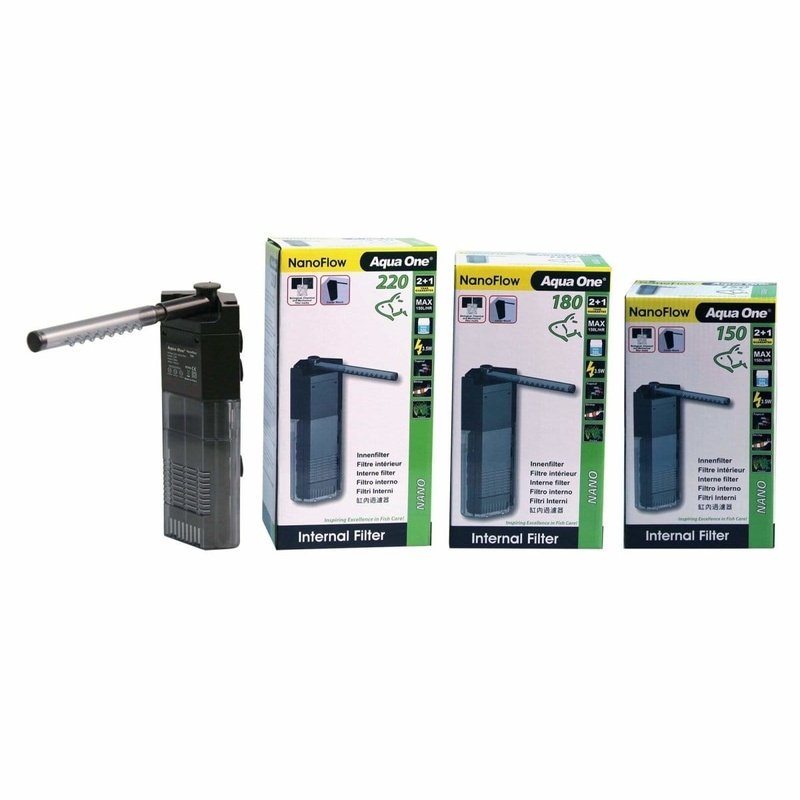 Aqua One NanoFlow 220 Internal Filter for Aquariums - 55L to 220L/hr Flow Rate - Perfect for Small Fish Tanks, Betta Bowls & Nano Aquascapes