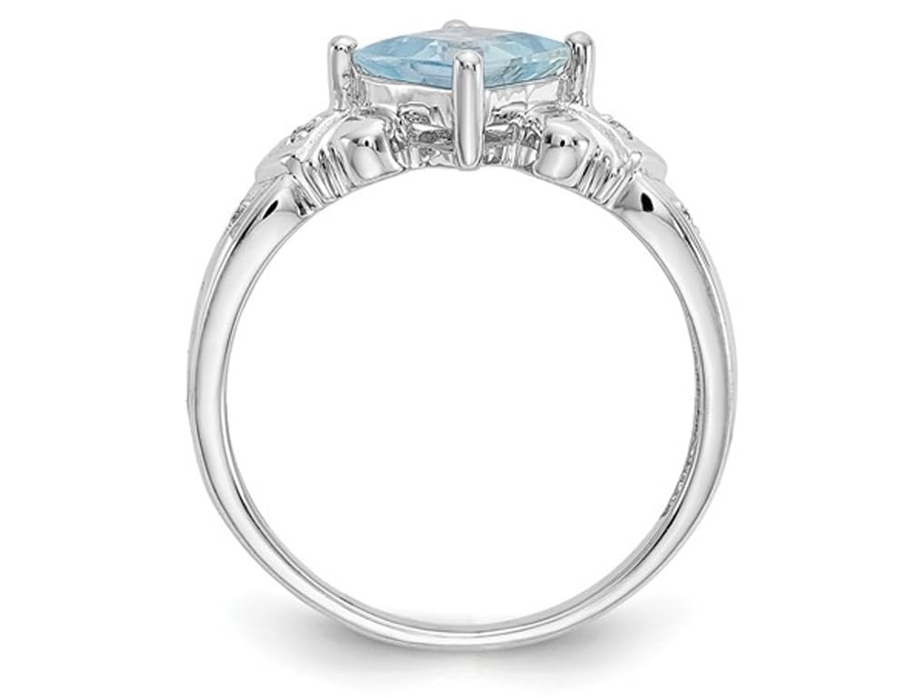 1.00ctw Natural Aquamarine Ring in 10K White Gold for Wedding & Gift