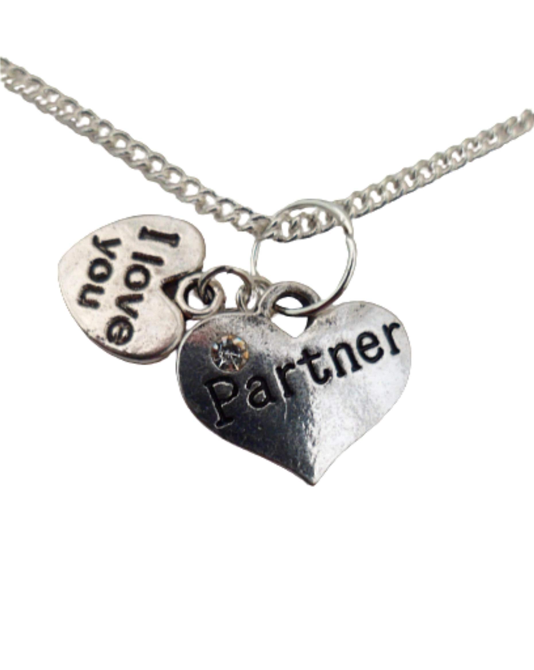 Silver Plated Love Heart Gem Charm Necklace for Couples - Romantic Gift for Anniversary, Valentine's Day & Special Occasions