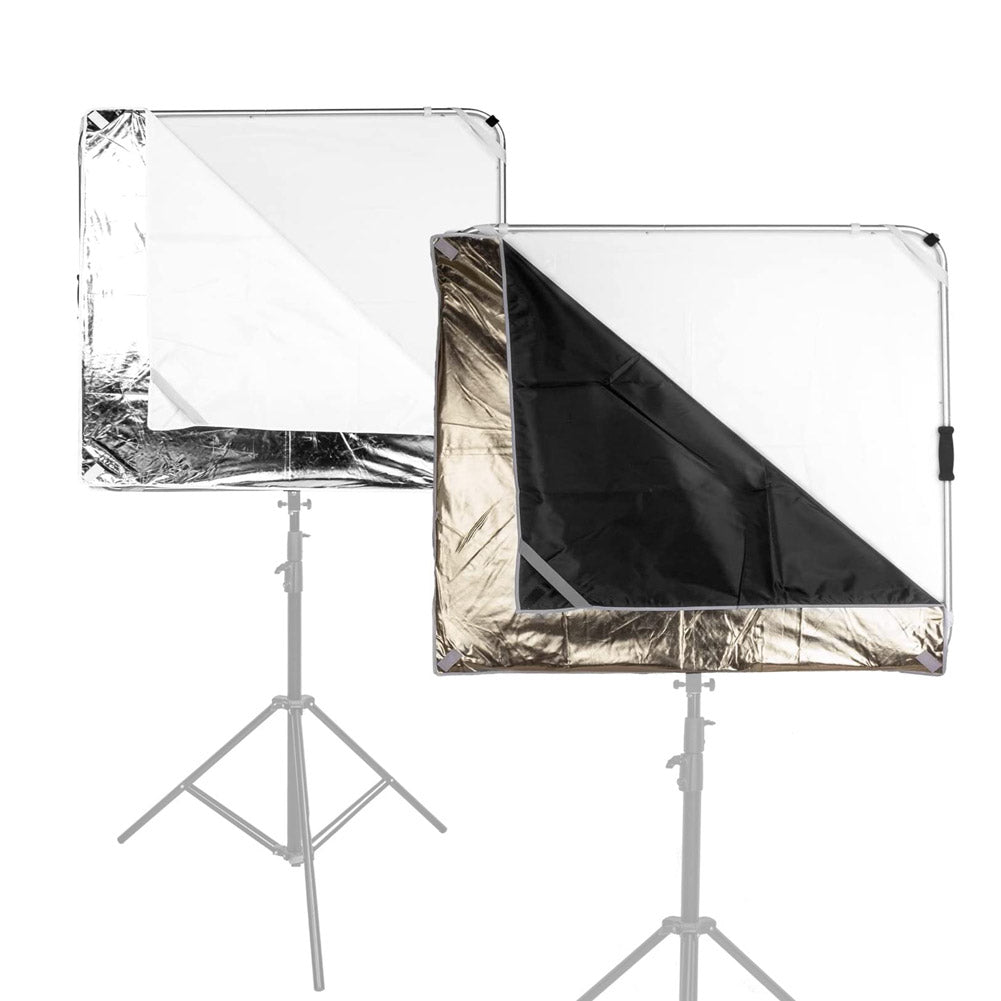5-in-1 Square Metal Flag Panel Reflector Set with Boom Arm (100cm x 100cm) - Professional Photography Lighting Kit for Studio, Portrait & Product Shoots