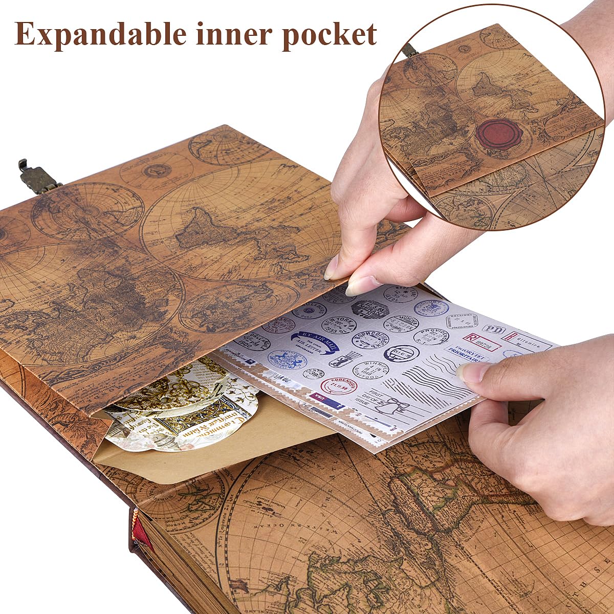 Adventure Scrapbook Photo Album - Retro Embossed Cover Travel Journal & Memory Book Kit | Perfect for Travel Diaries, Vacation Keepsakes & Gift Ideas