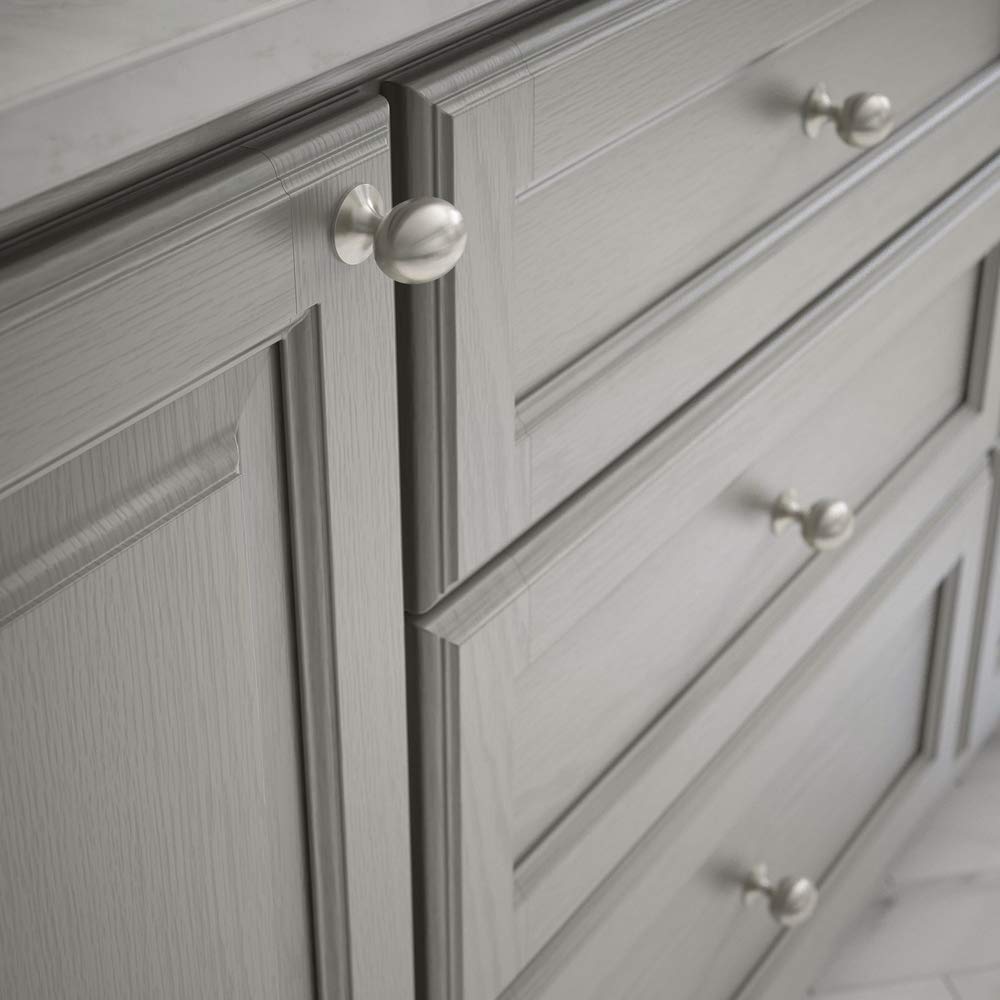 Liberty 69365 1-3/8 Inch Satin Nickel Cabinet Knob - Football Shaped Kitchen Cabinet Hardware for Home, Office & Bathroom Decor