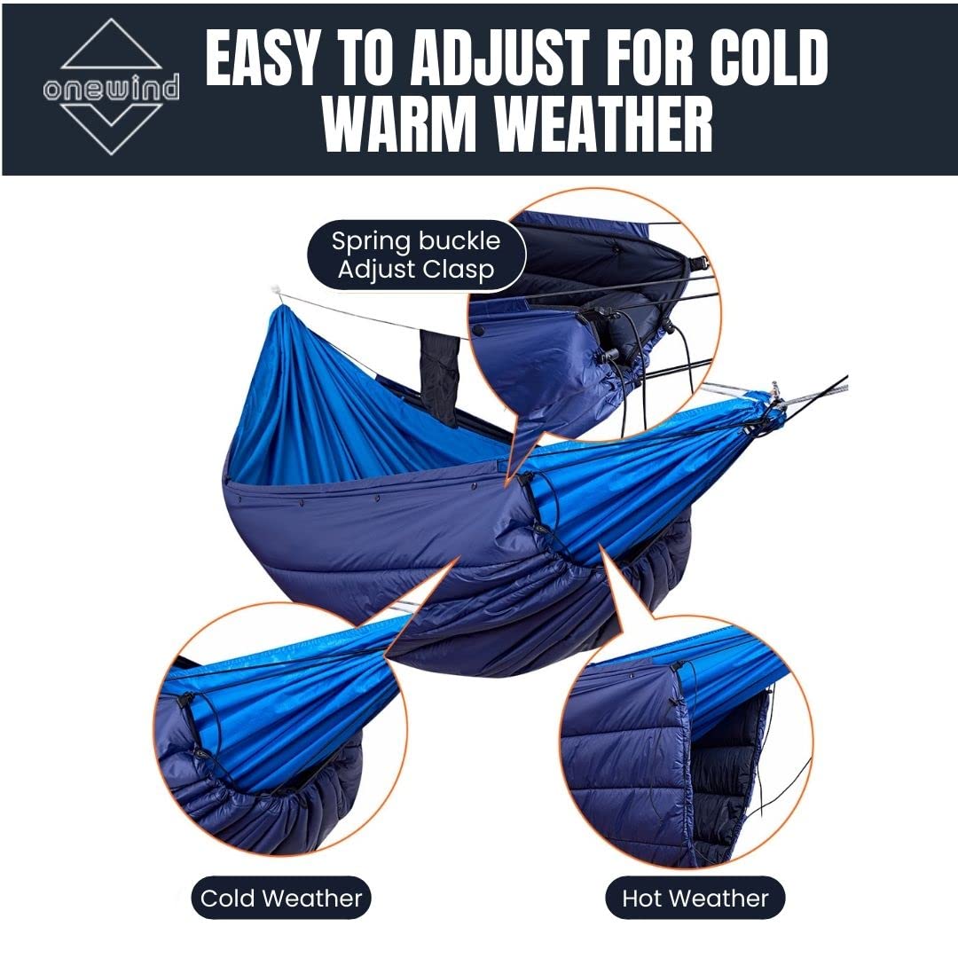Onewind Double Hammock Underquilt - Ultralight 3-4 Season Warm Insulation Camping Quilt for Hiking, Backpacking & Outdoor Adventures - Perfect for Camping, Backyard Lounging & Hammock Camping Trips