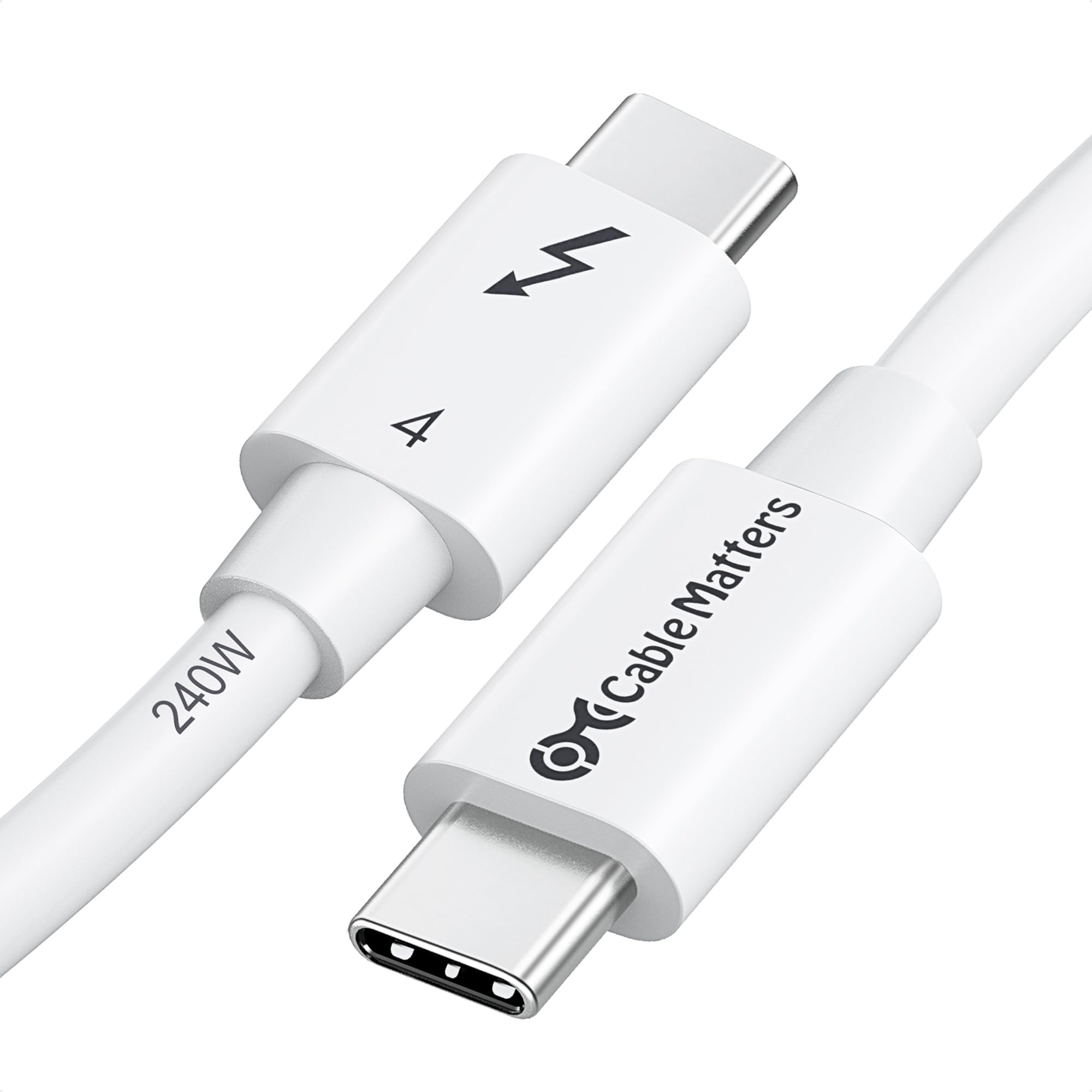 Intel Certified Thunderbolt 4 Cable 40Gbps - 3.3ft (1m) USB-C Cable with 8K Video & 240W Fast Charging | Compatible with USB4, Thunderbolt 3 | White | Perfect for MacBook Pro, Dell XPS & High-Speed Data Transfer
