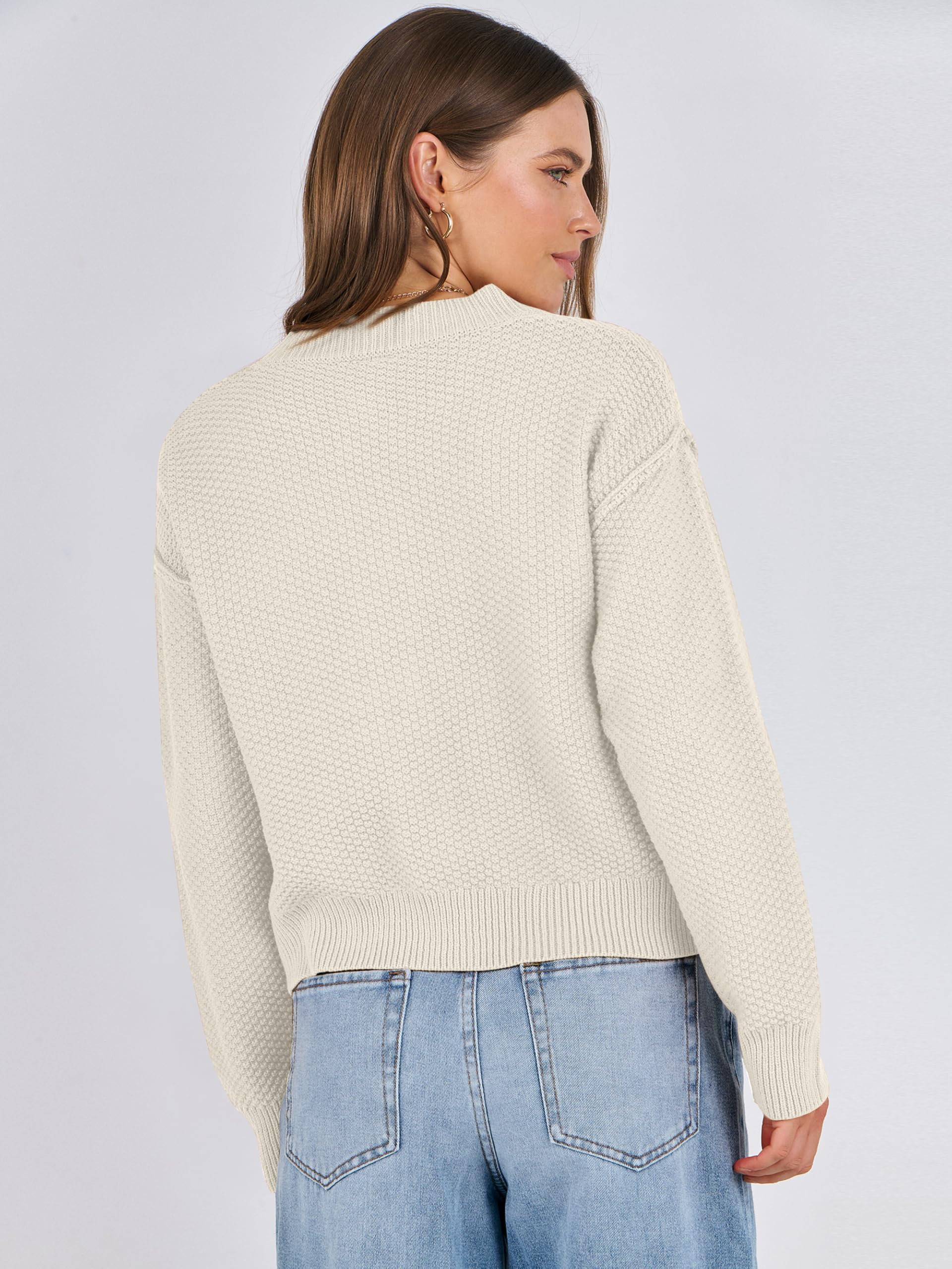 ANRABESS Women's Lightweight Cropped Cardigan Sweater - 2024 Fall Winter Knit Waffle Button Up Jacket Coat for Women | Casual Office Wear, Layering Piece, Cold Weather Fashion