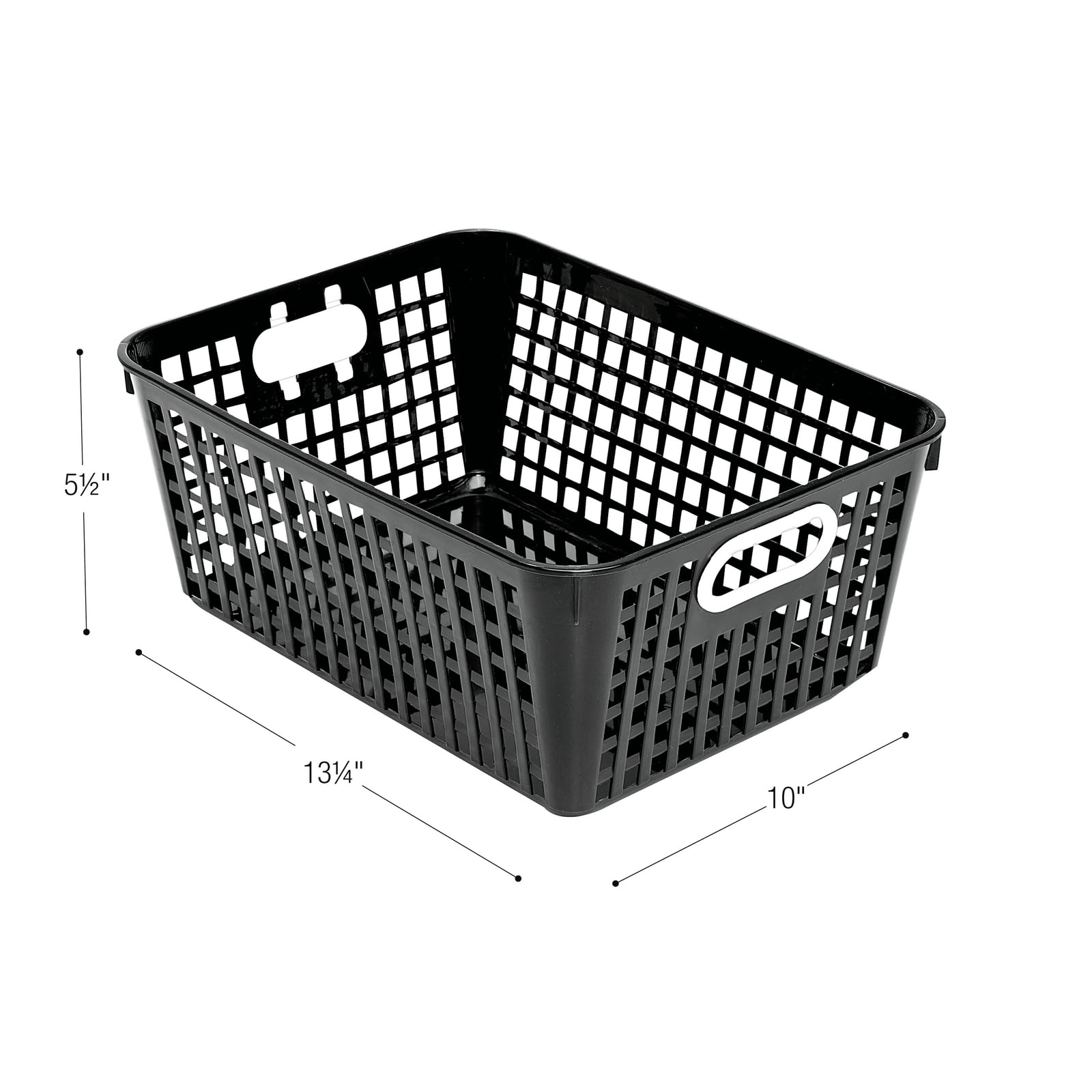 Really Good Stuff 160016BK 12-Pack Stackable Black Plastic Storage Baskets with Handles - 13