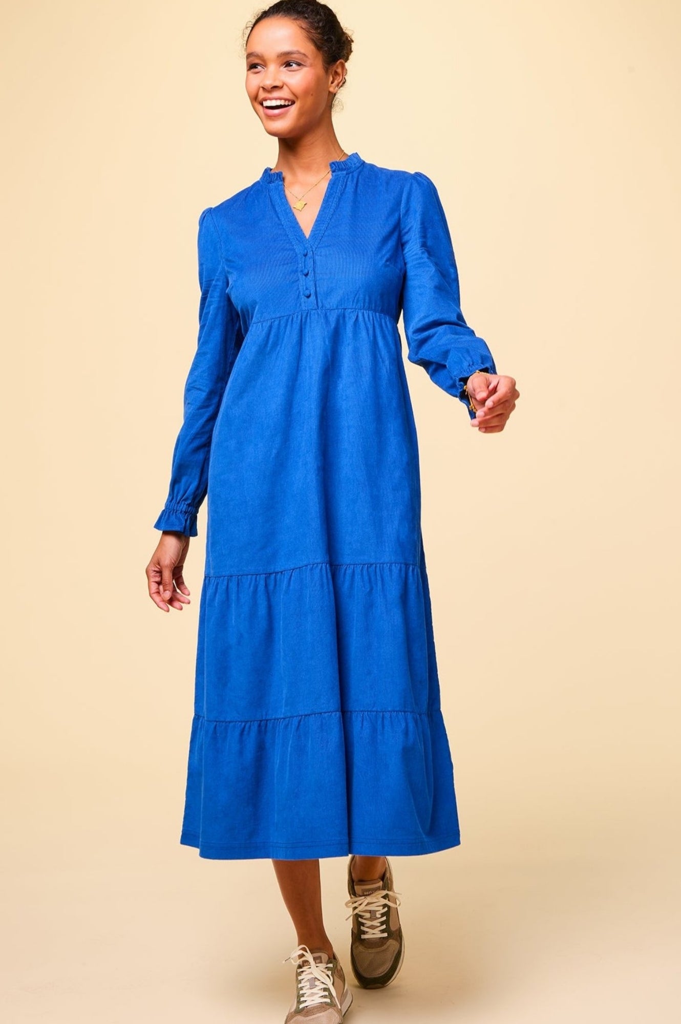 Liv Women's Corduroy Dress in Cobalt Blue - Stylish & Comfortable for Casual Outings, Work, and Date Nights